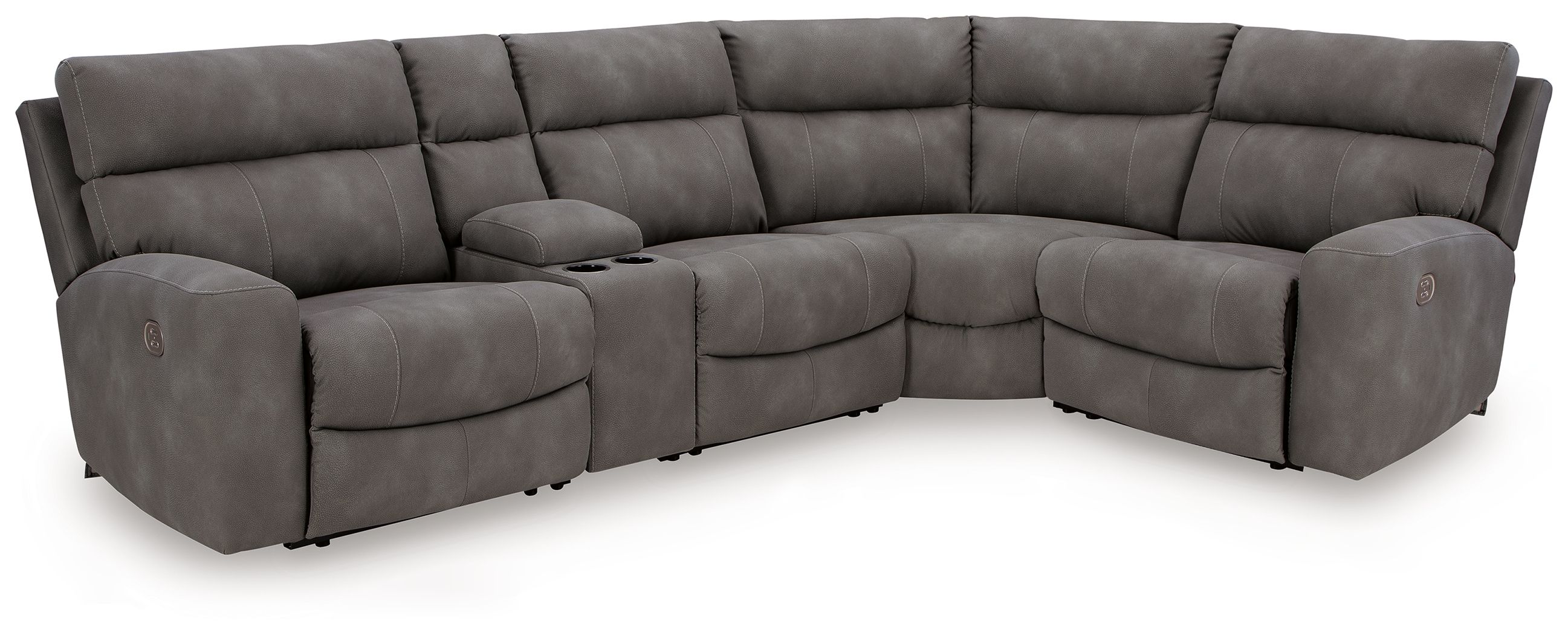 Ashley Next-Gen Durapella - Slate - 5-Piece Power Reclining Sectional With Console