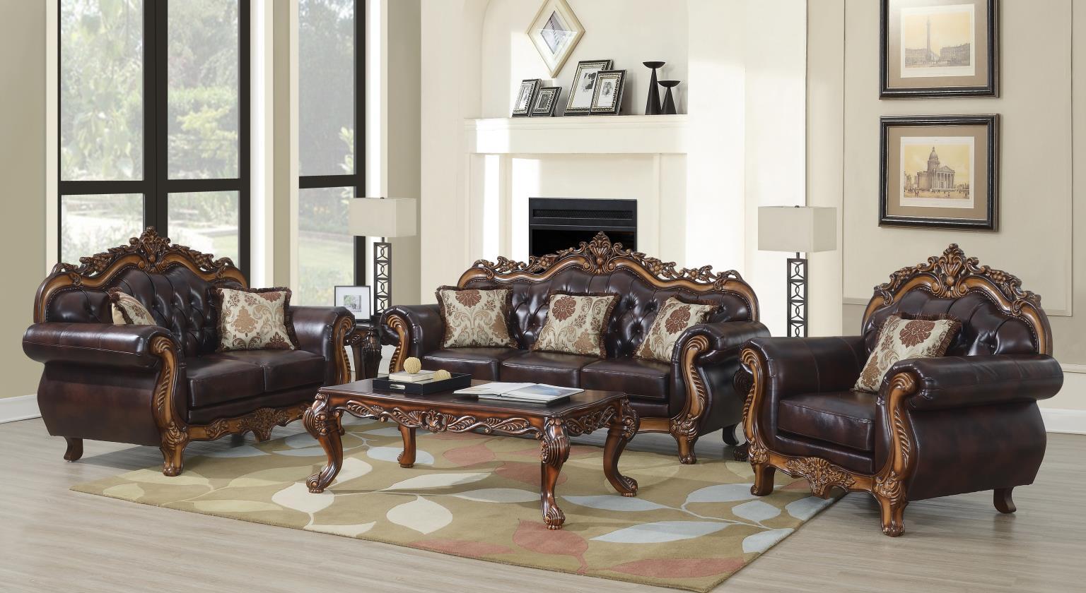 U204 - 2 Piece Living Room Set (Sofa & Loveseat) - Dark Brown