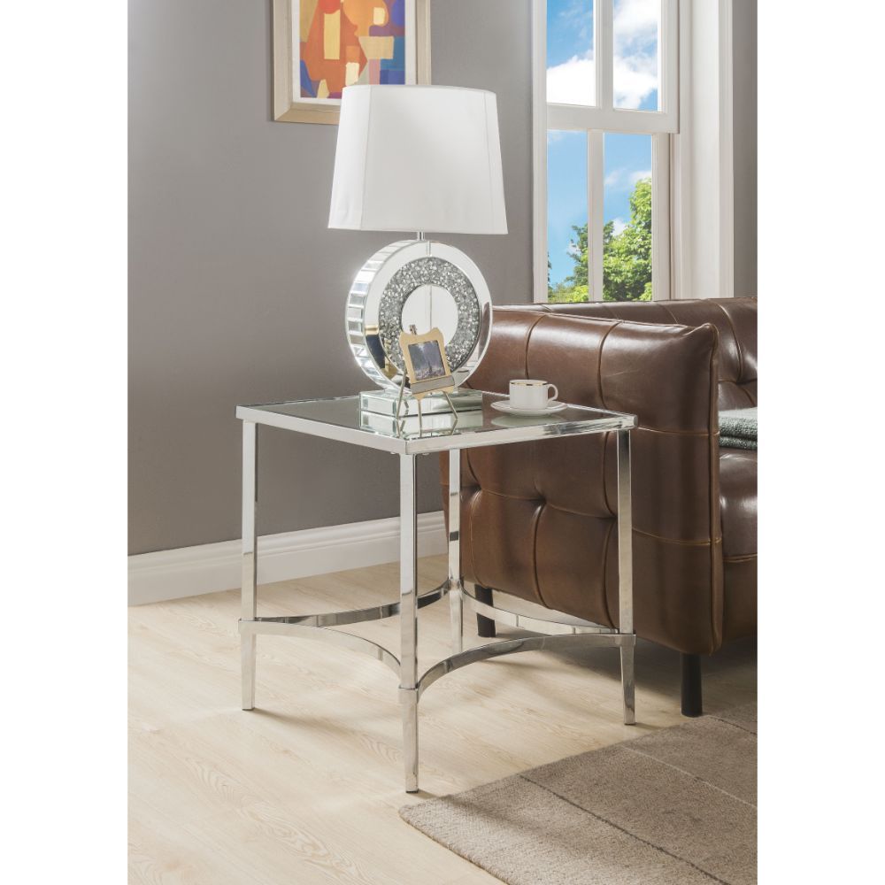 Petunia - End Table - Mirrored & Chrome, silver, view 2