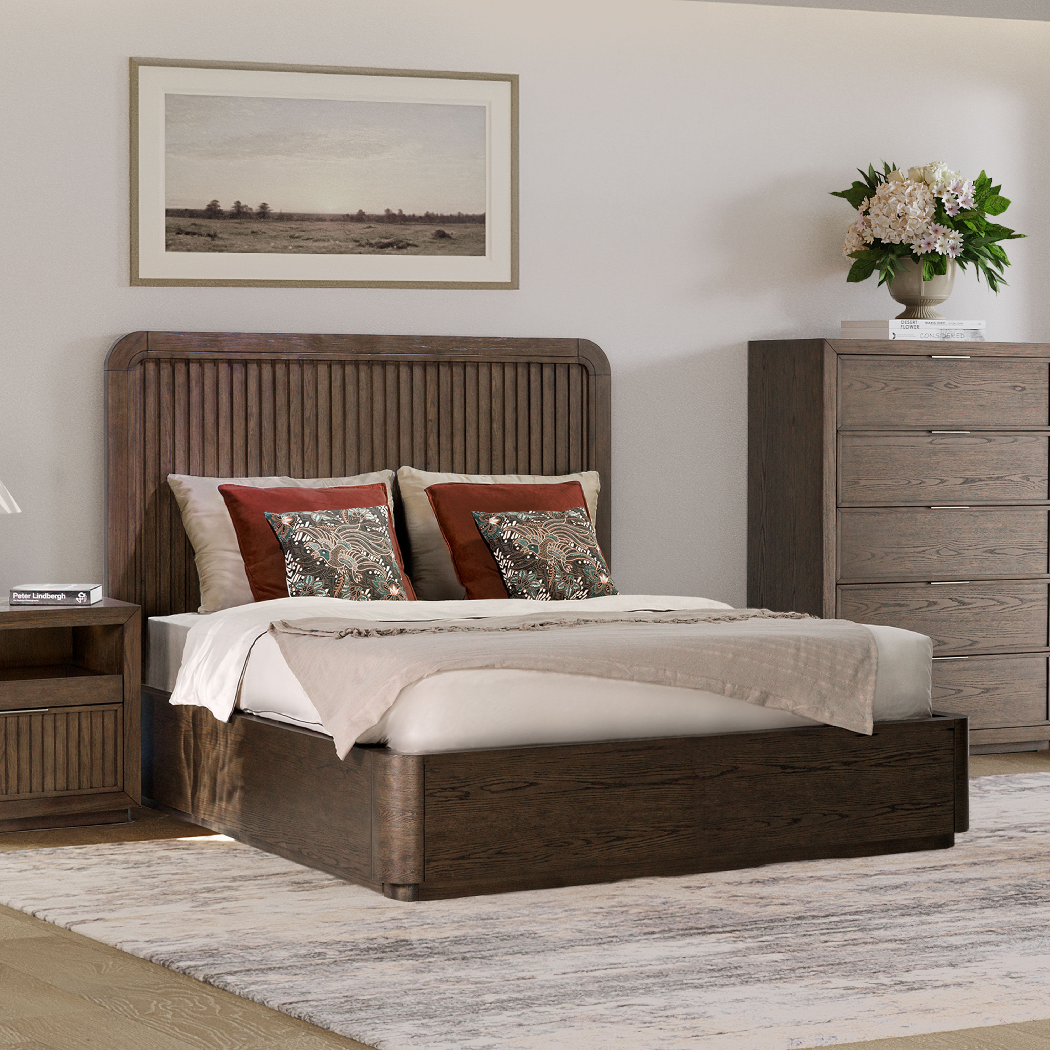 Athens - Queen Panel Bed - Dark Brown, dark brown, view 4