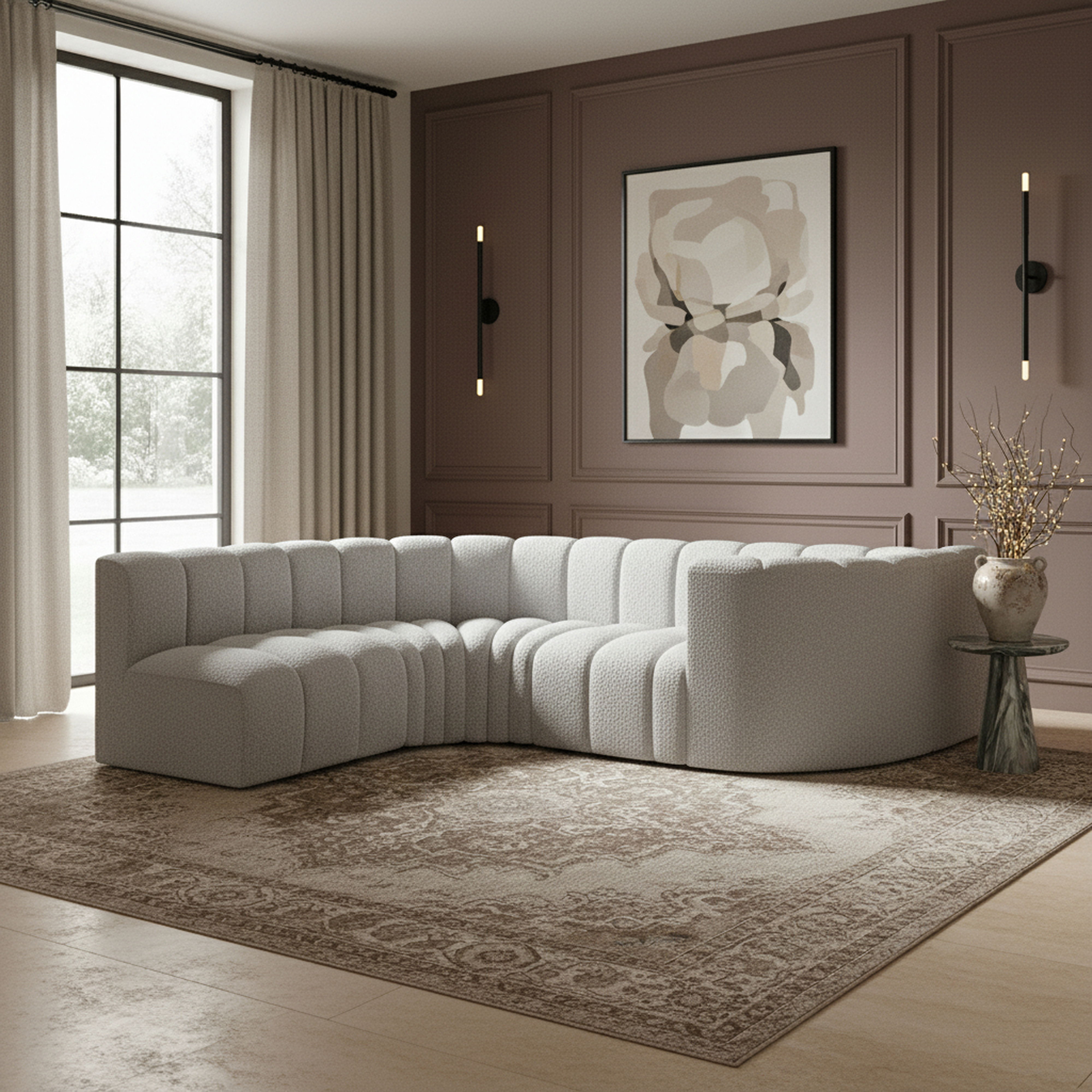 Arc - Boucle Fabric 6 Piece Modular Sofa - Gray