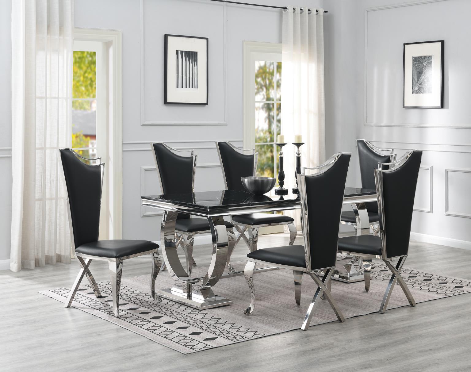 7 Pc · Table, 6 Leather Chairs