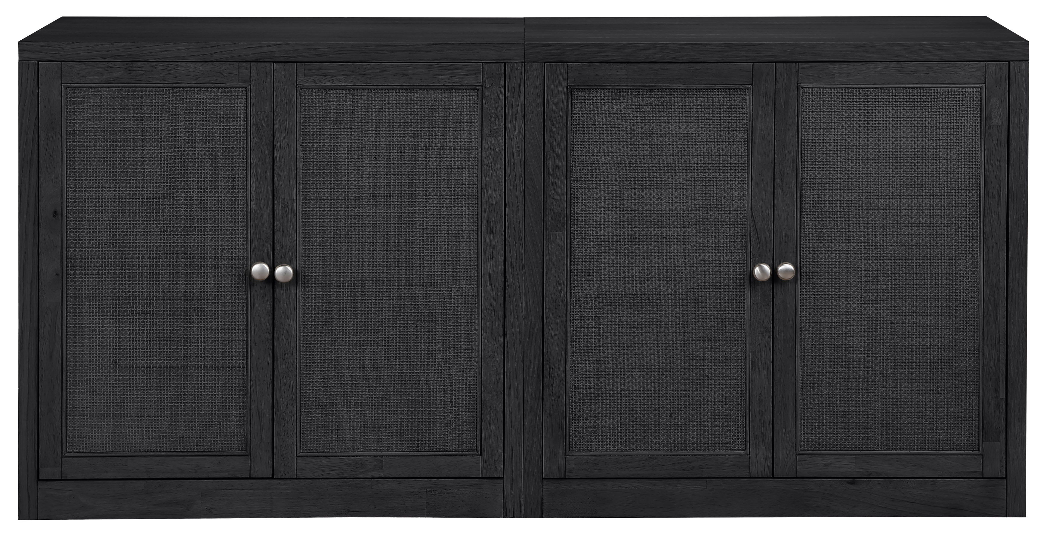 Vero - Solid Wood And Oak Veneer 2 Piece Sideboard/Buffet - Black