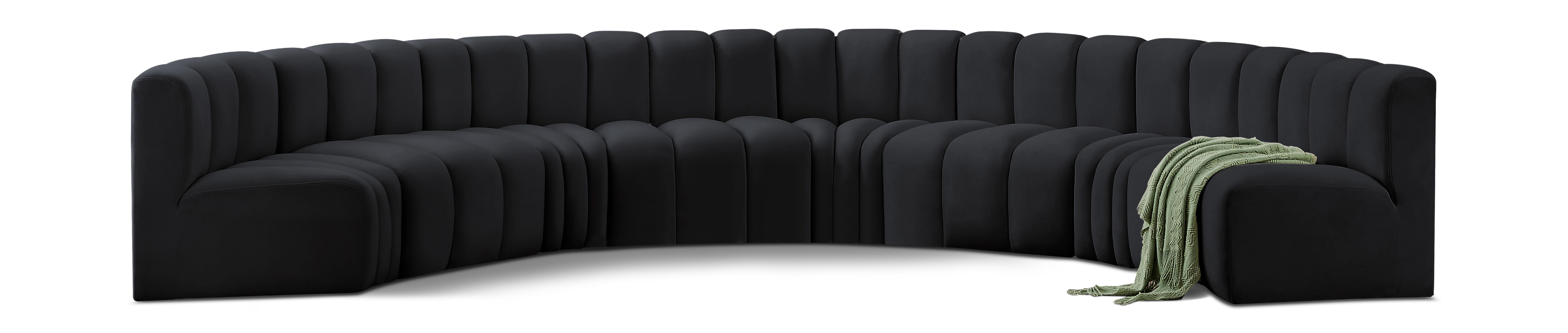 Arc - Velvet 8 Piece U-Shaped Modular Sofa - Black