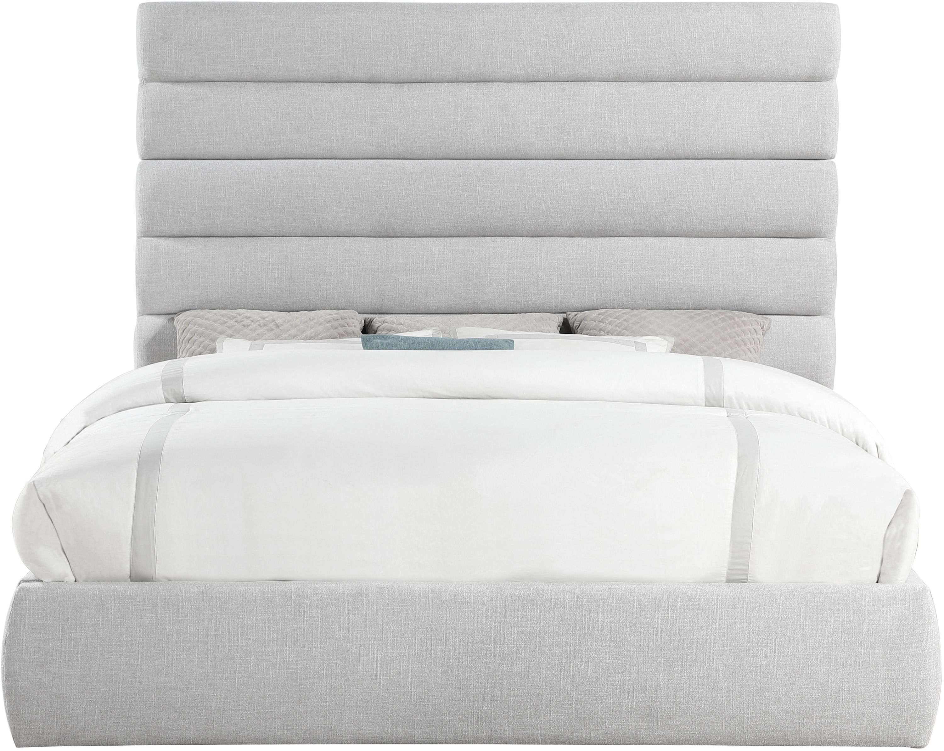 Adam - Linen Fabric King Bed With 70.5" Headboard - Gray
