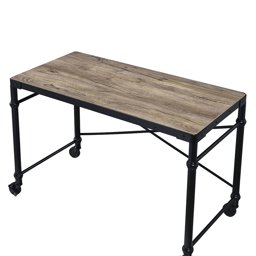 Oklarth - Writing Desk - Rustic Oak & Black, black, view 3