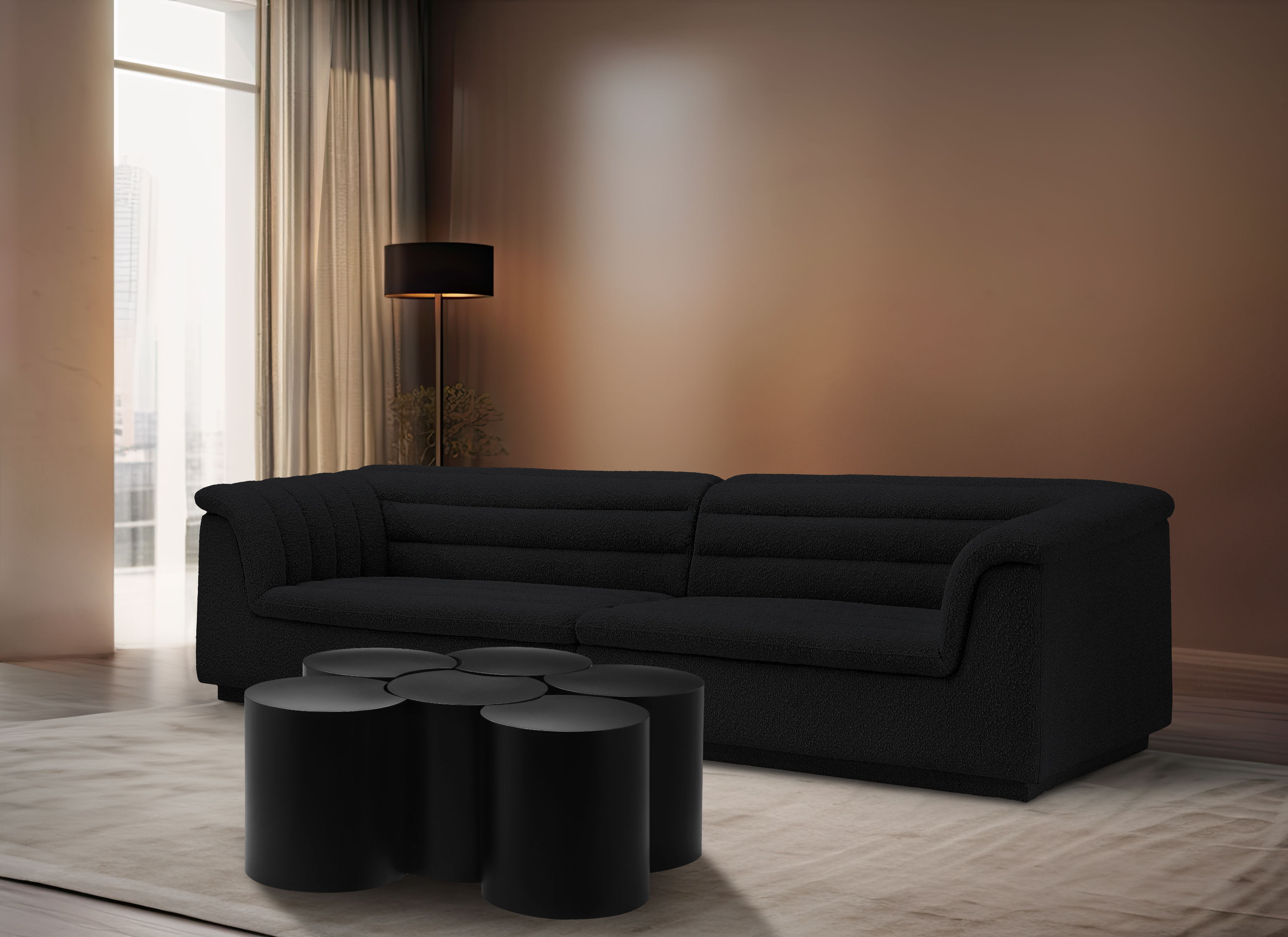 Dimple - 20" 6 Piece Modular Coffee Table - Black