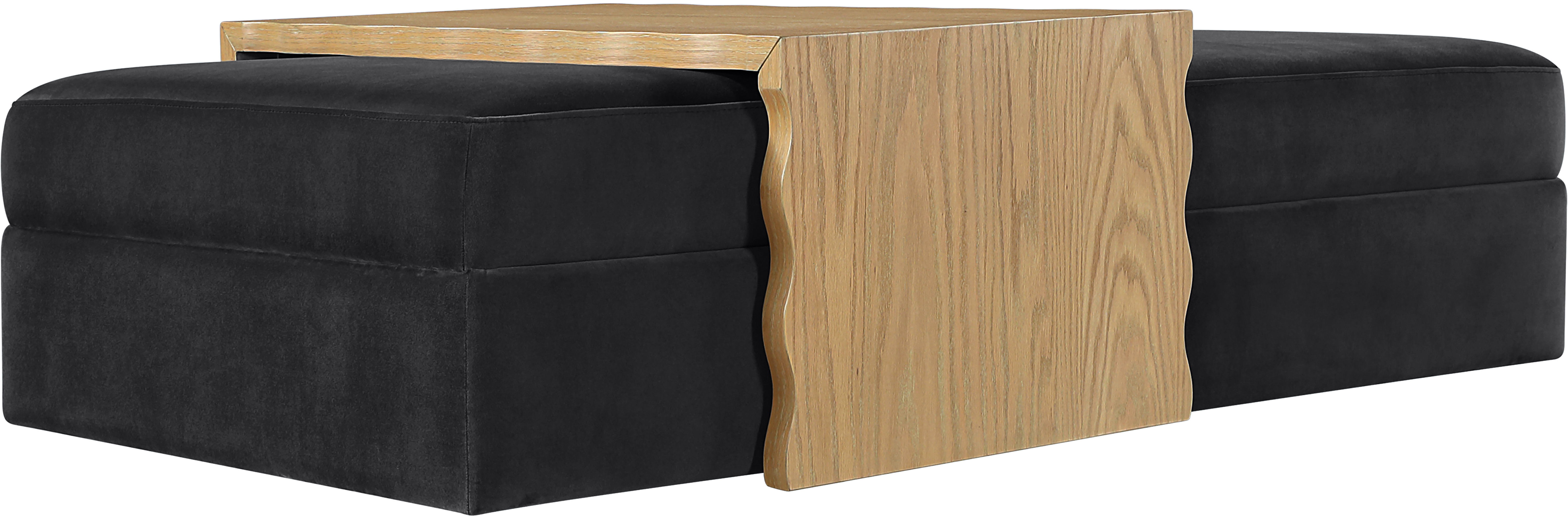 Woodra - Coffee Table / Ottoman - Black / Light Brown