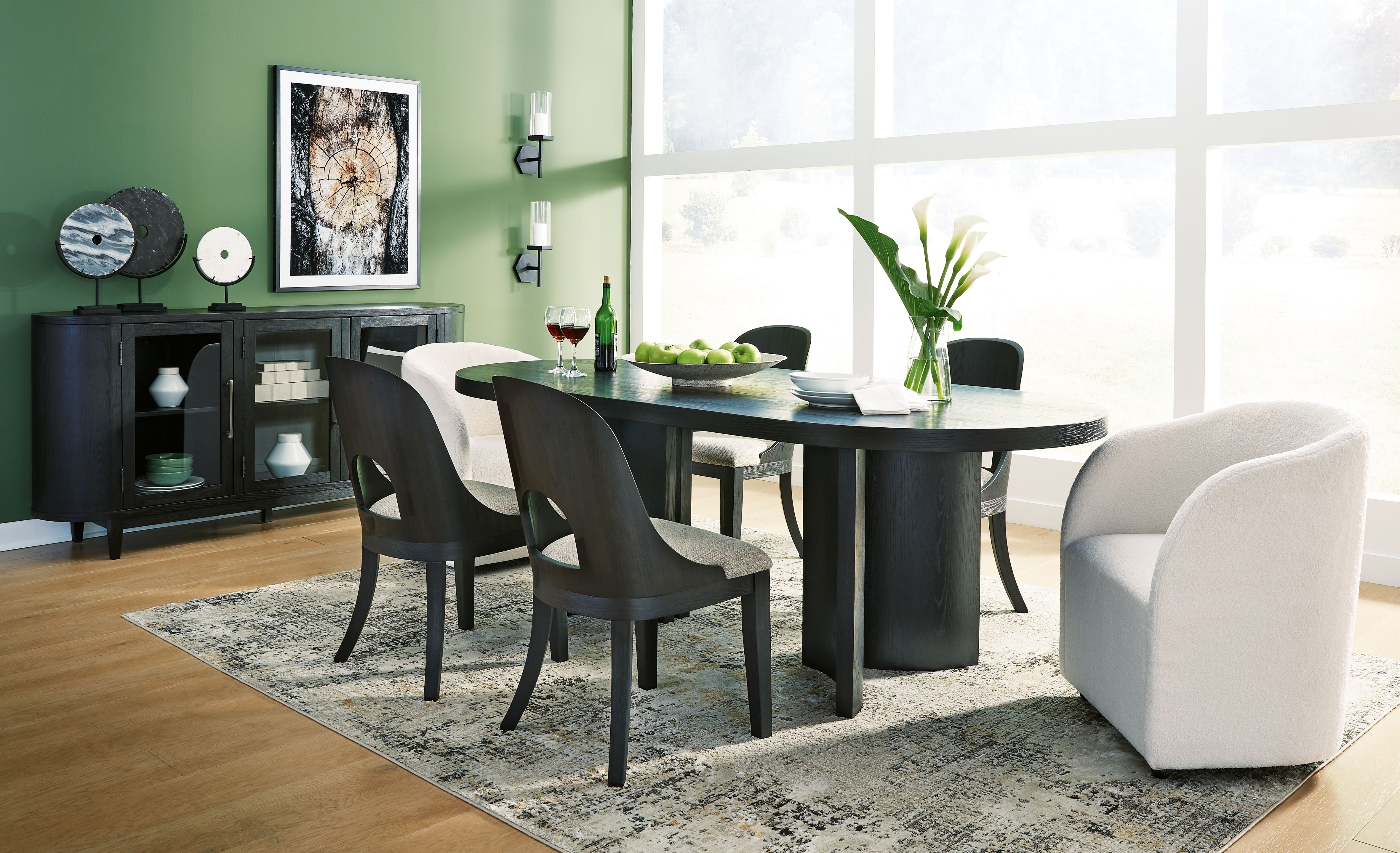 8 Pc · Dining Table, 4 Side Chairs, 2 Arm Chairs, Server