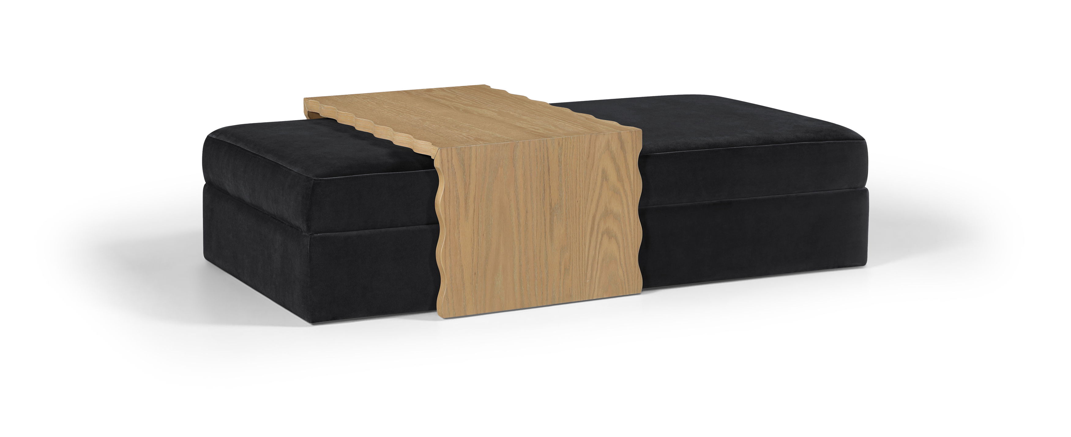 Woodra - Coffee Table / Ottoman - Black / Light Brown