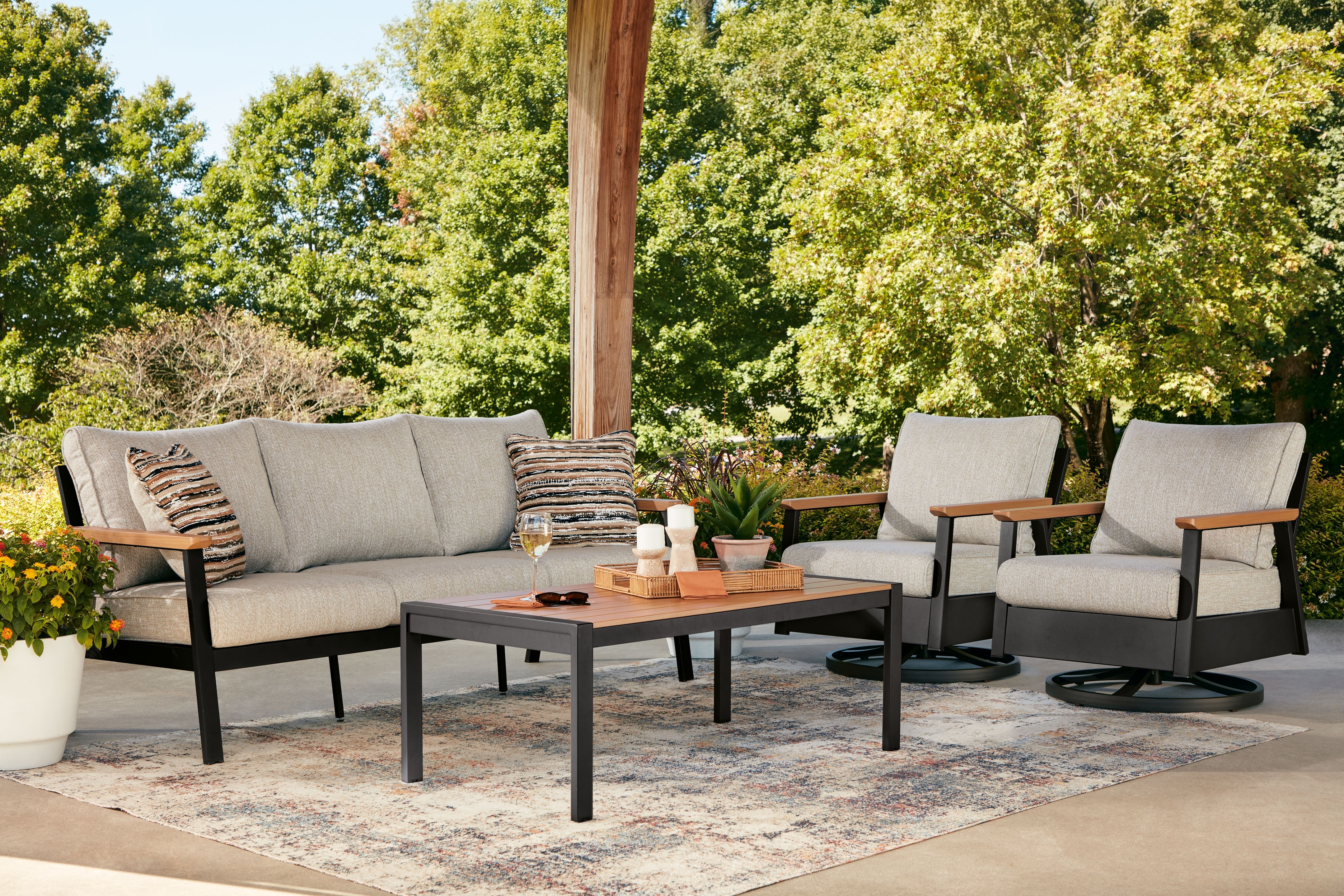 Ashley Furniture Carmel Highlands - Sofa, Chairs, Table Set (Set of 4) - Dark Brown - Image 4