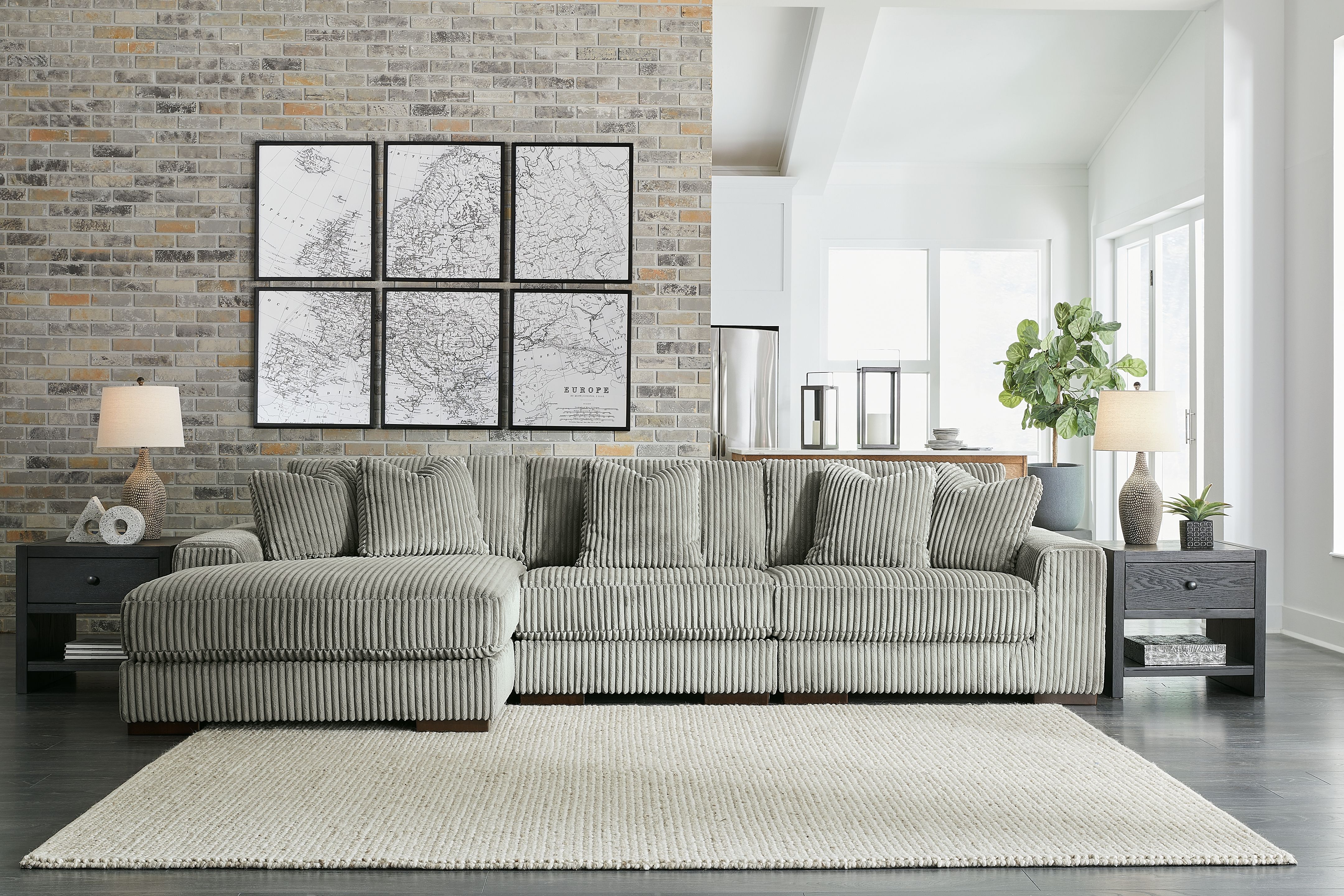 Ashley Furniture Lindyn - 3-Piece Sectional With Laf Corner Chaise - Fog - Image 3