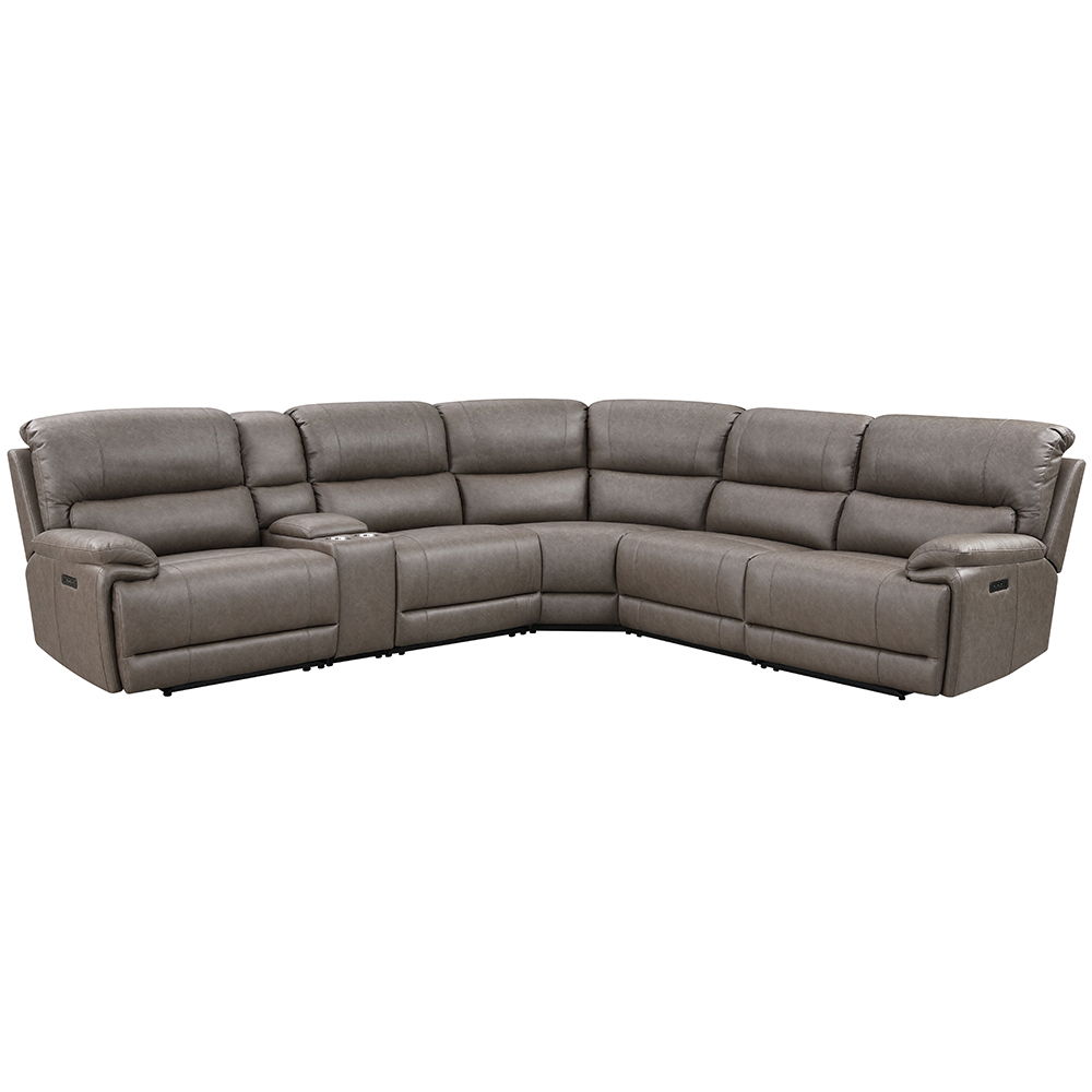 Kantu - Motion Sectional Sofa - Brown Synthetic Leather, dark gray