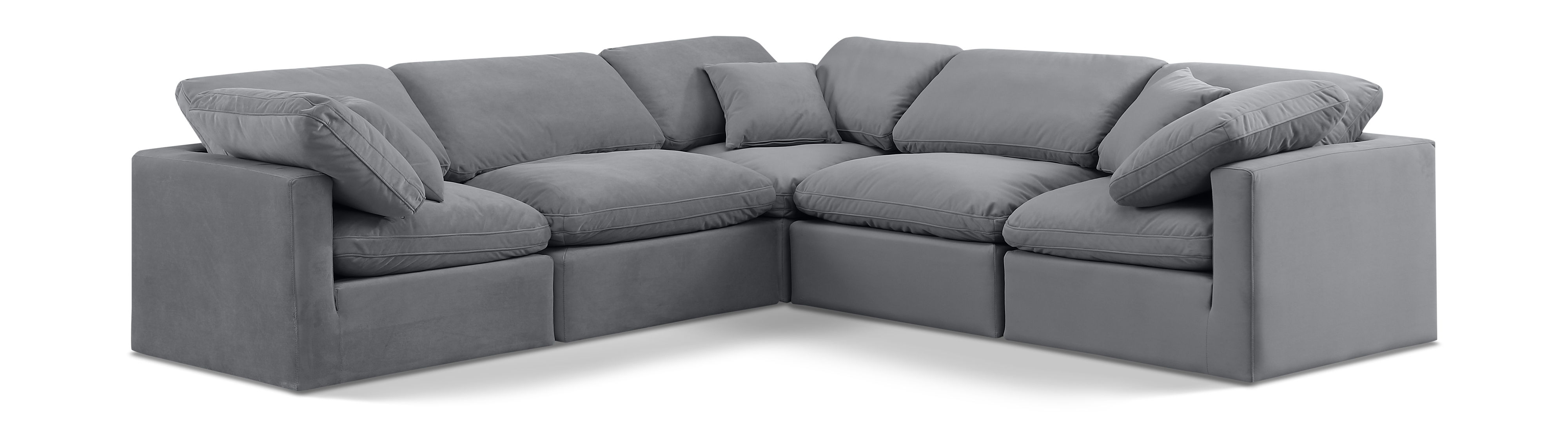 Indulge - Velvet 5 Piece Modular Corner Sectional - Gray