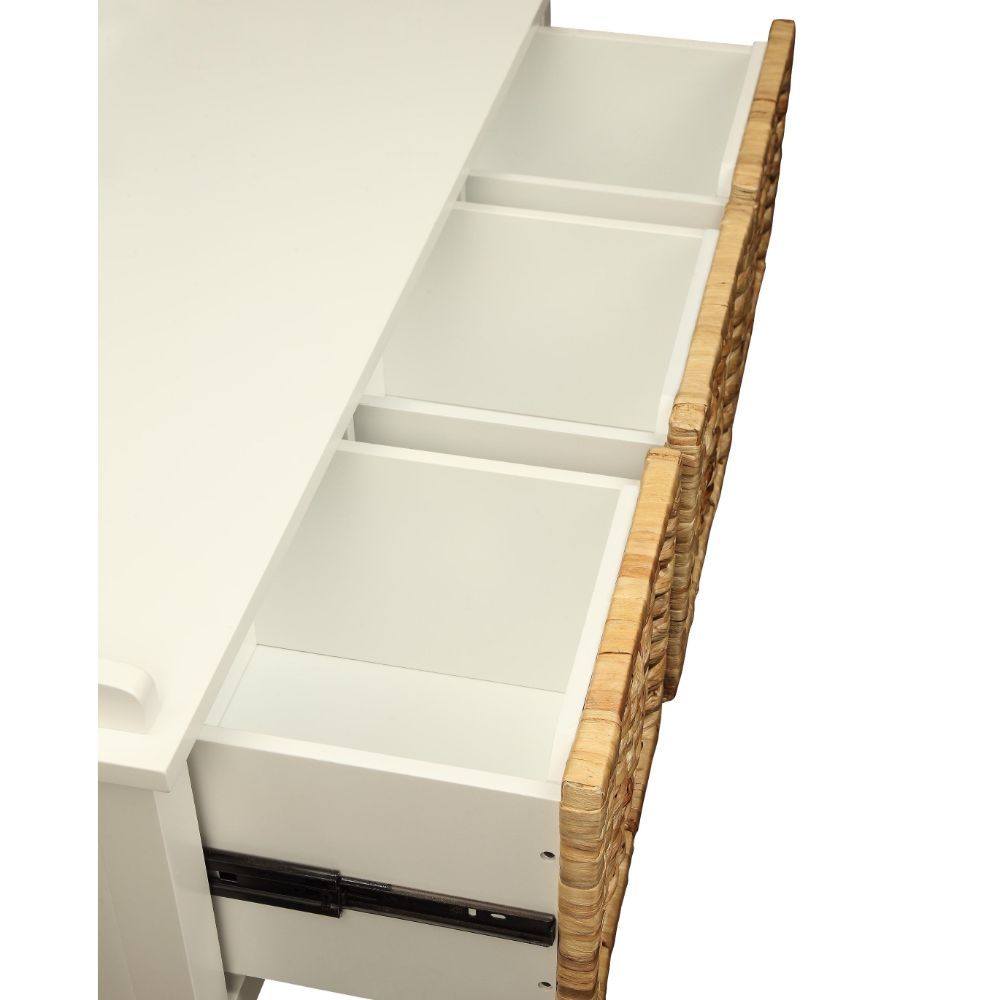 Flavius - Bench With Storage - Rattan & White, white, view 3