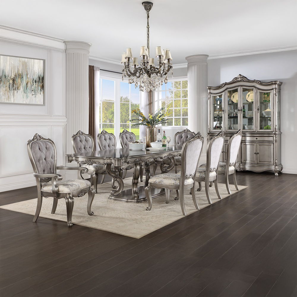 Ariadne - Dining Table With Pedestal - Antique Platinum, silver, view 7