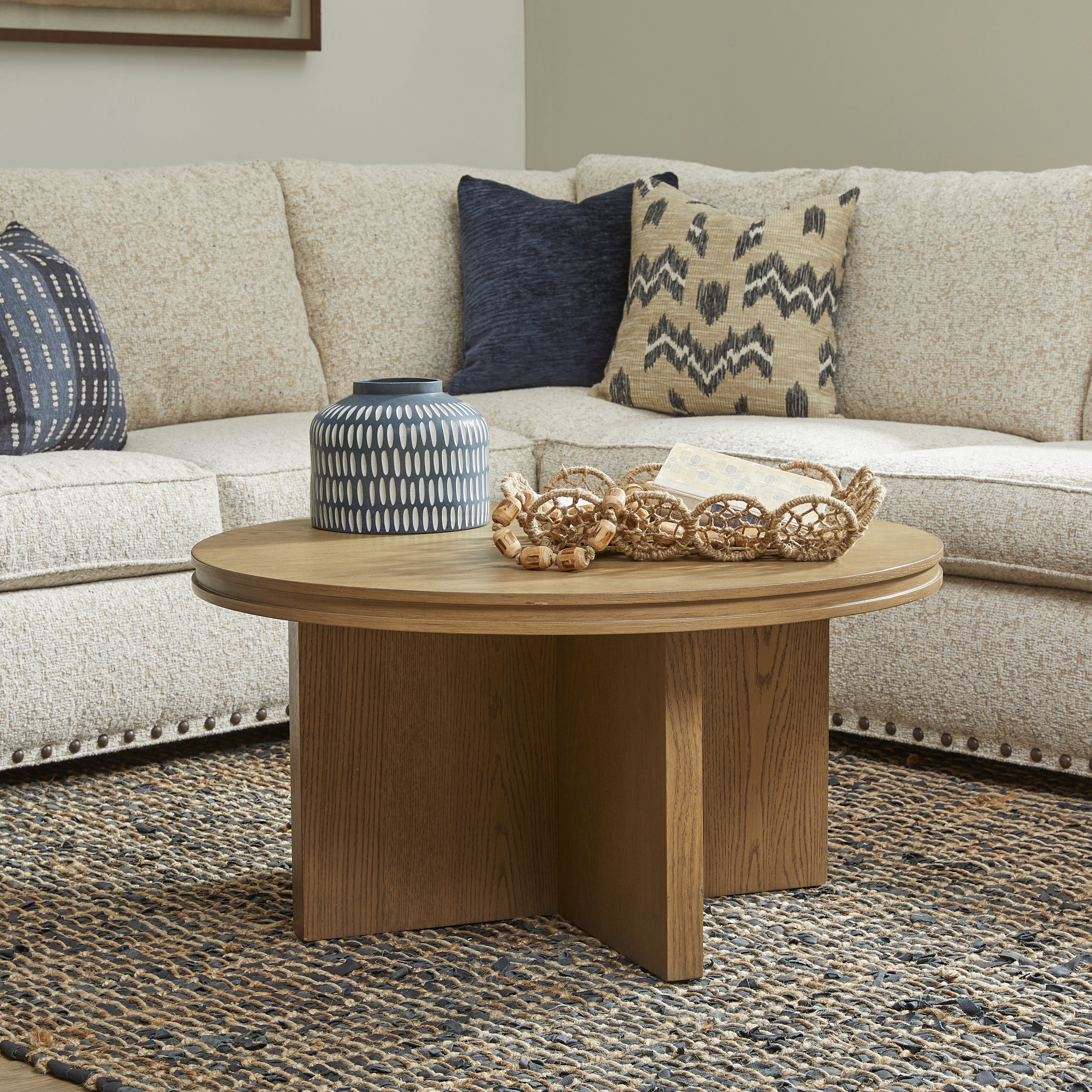 Waterfall - Round Coffee Table - Light Brown, light brown, view 3