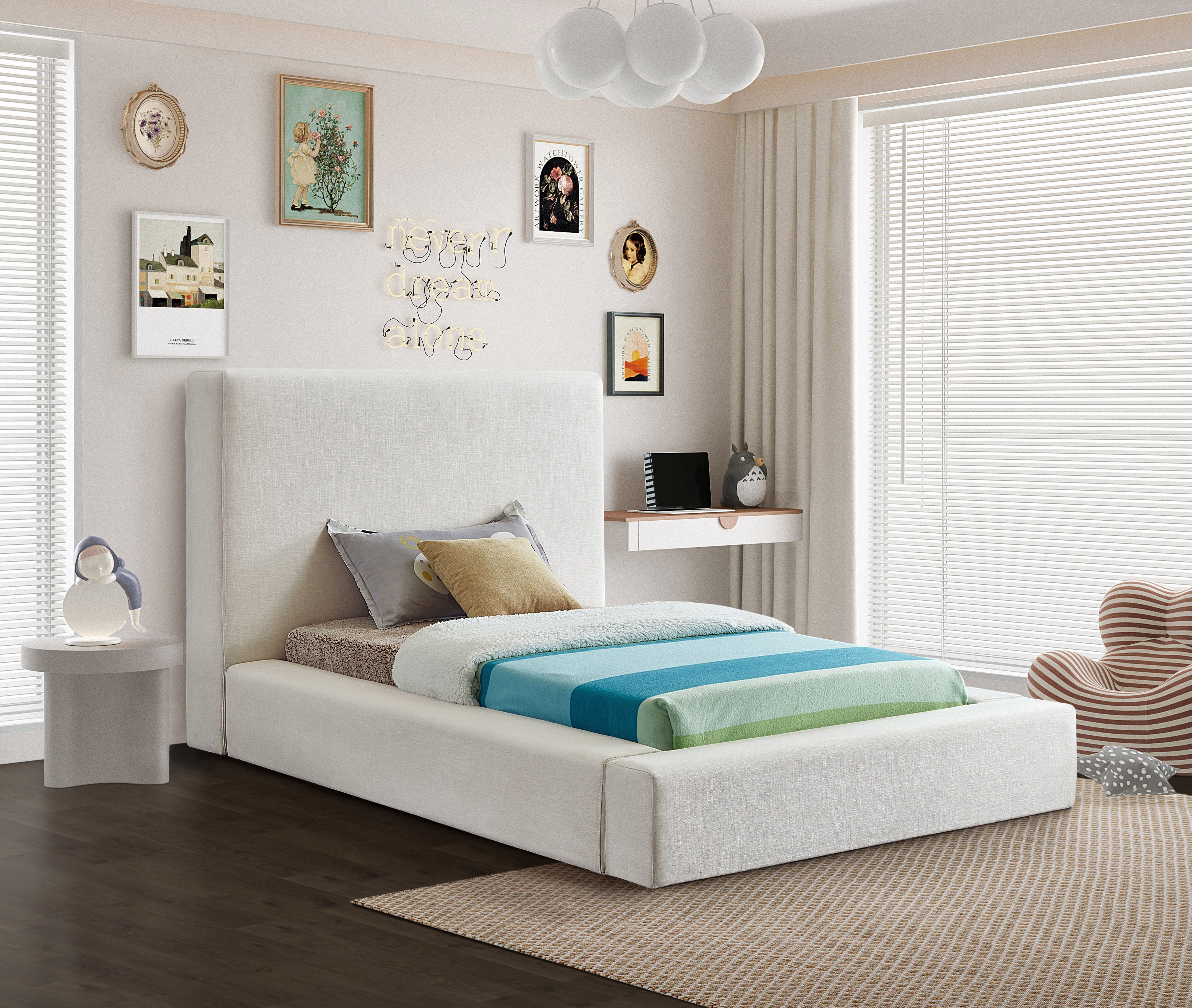Devin - Twin Bed - Cream