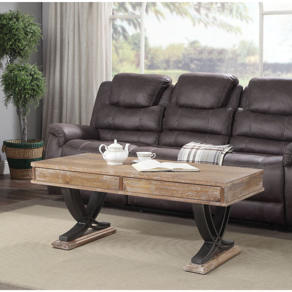 Pellio - Coffee Table - Antique Oak & Black, light brown