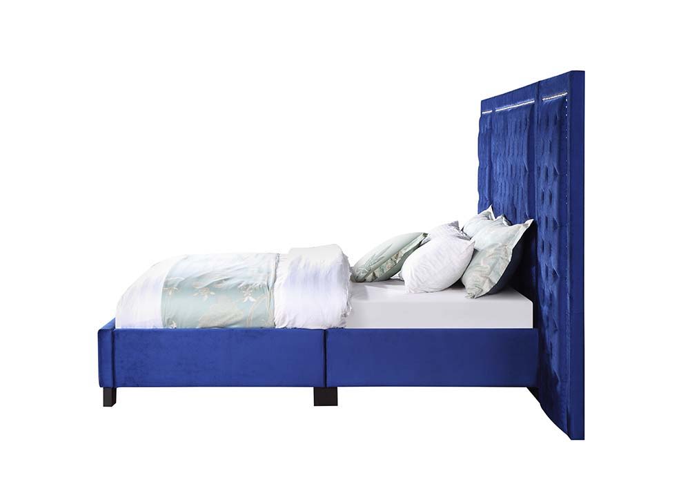 Damazy - Queen Bed - Blue Velvet, blue, view 6