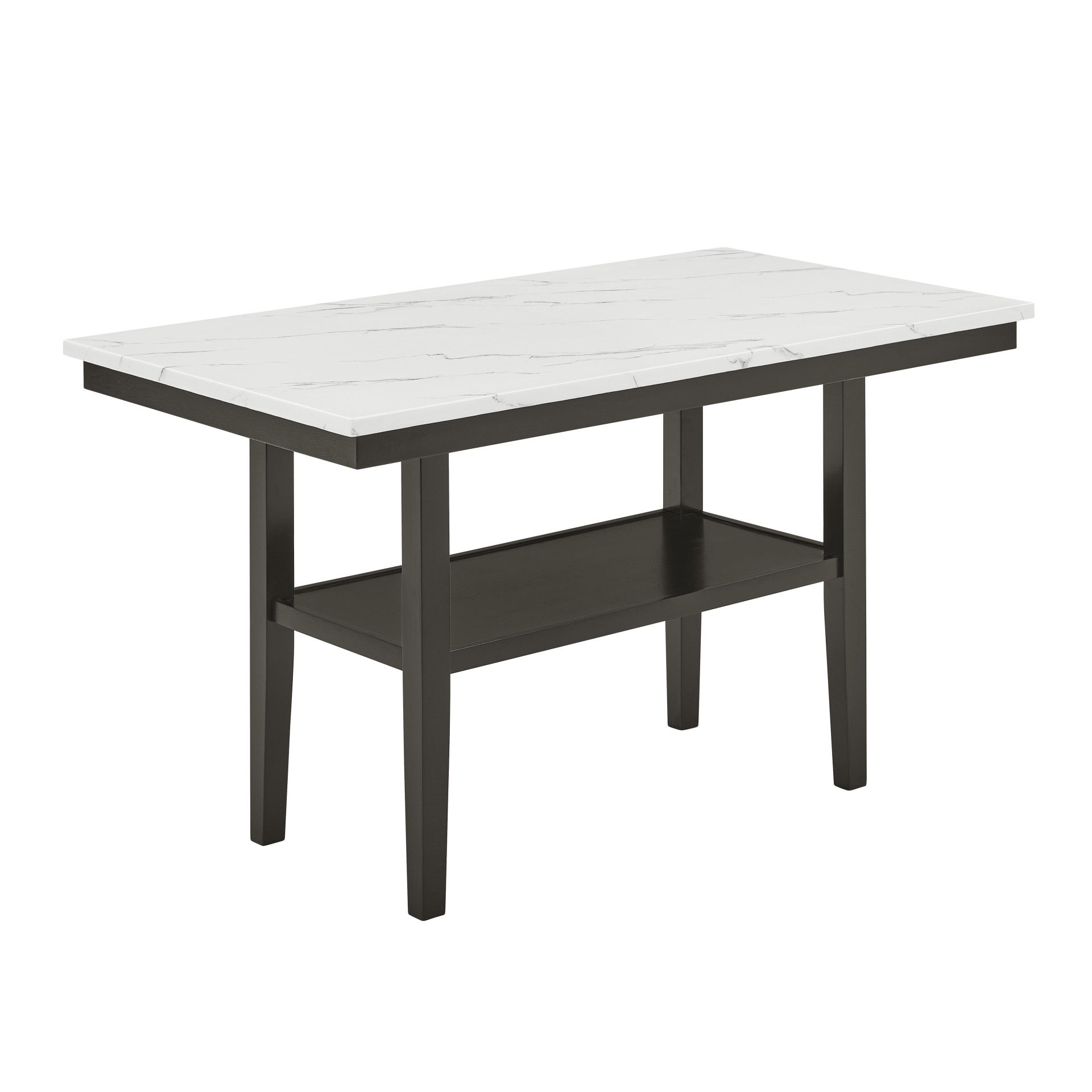 Carissa - 60" Rectangle Counter Table With Storage Shelf - Black / White