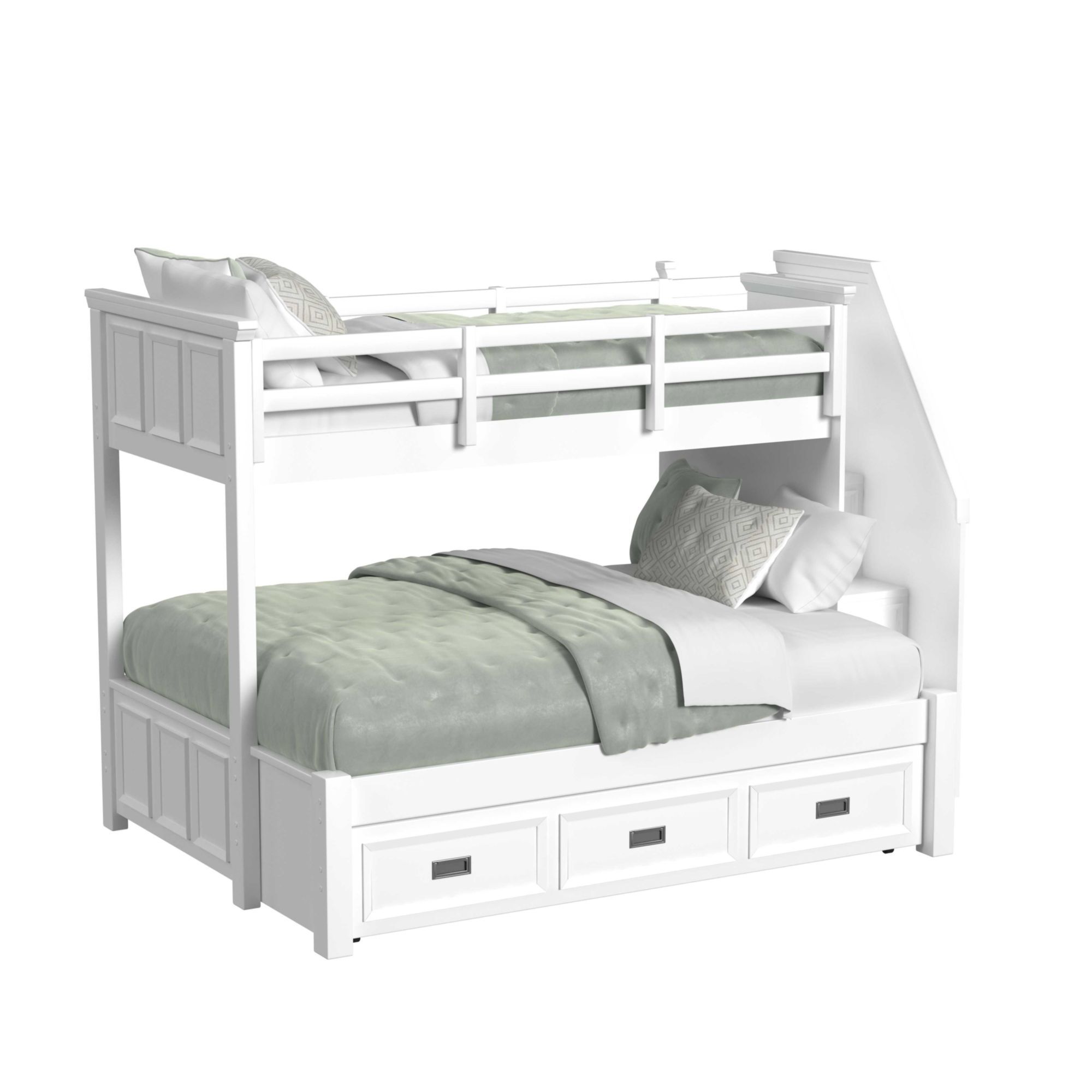 Hampton Kids - Twin Over Full Bunk With Staircase And Trundle - White