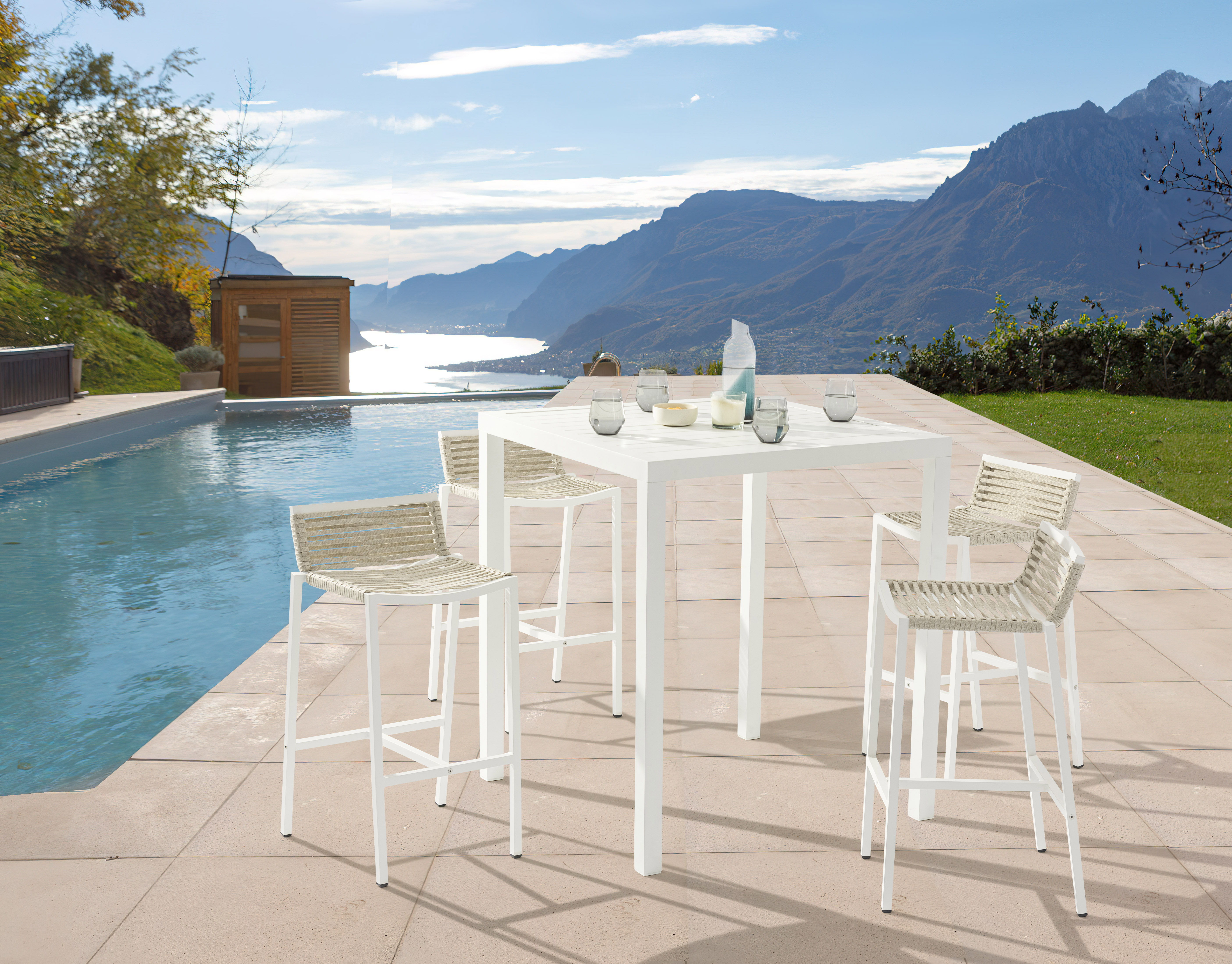 Maldives - Patio Square Bar Table - White