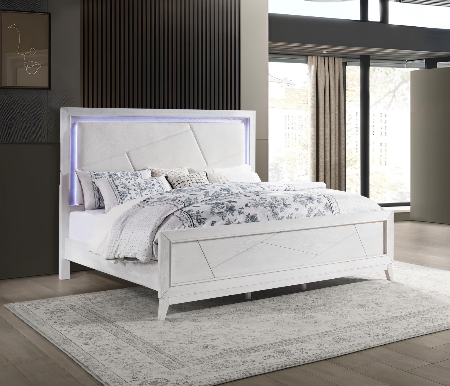 B242 - 3 Piece Bedroom Set (Queen Bed, Dresser, Mirror) - Antique White
