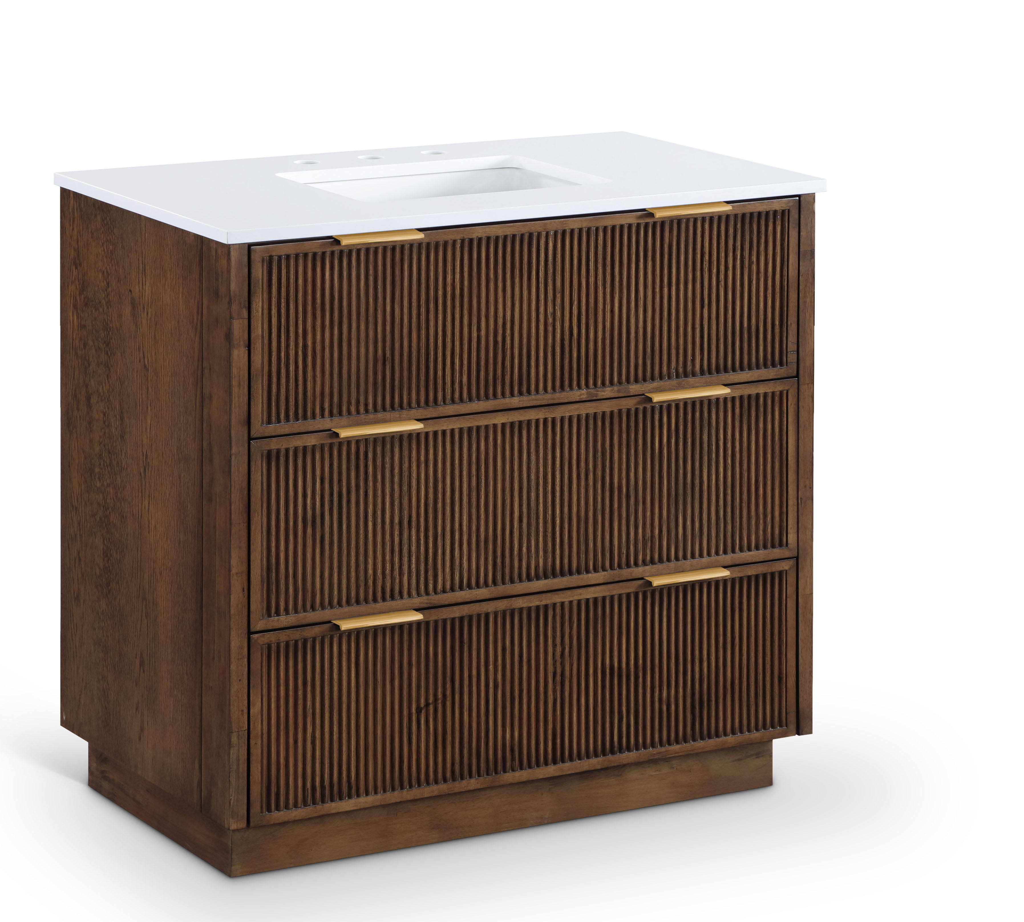 Willard - Engineered Stone And Solid Wood 36" Bathroom Vanity - Brown