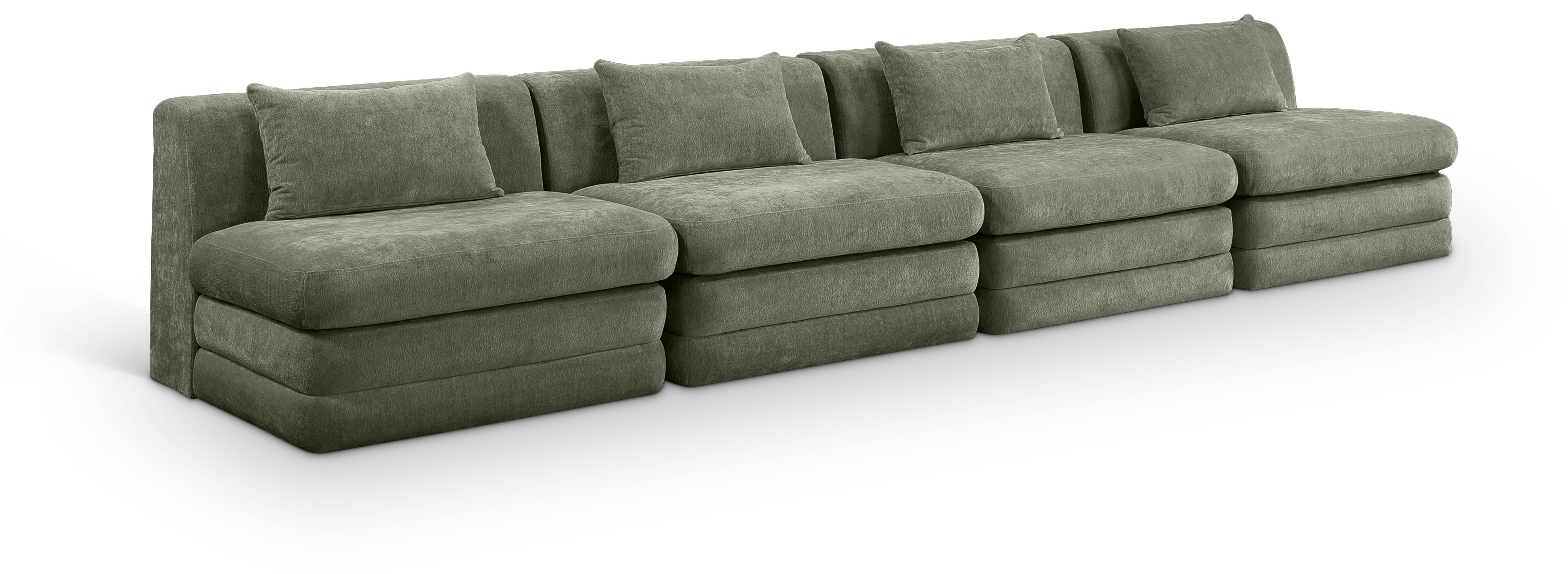 4 Pc · Chenille Fabric 152" Upholstered Modular Sofa