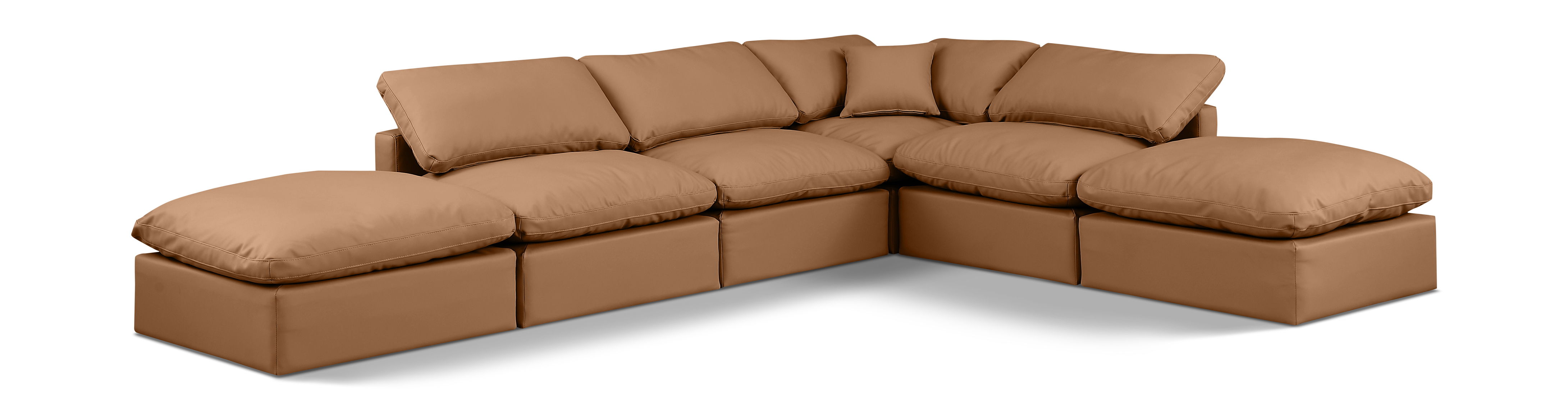 Indulge - Faux Leather 6 Piece Modular Armless Sectional - Cognac