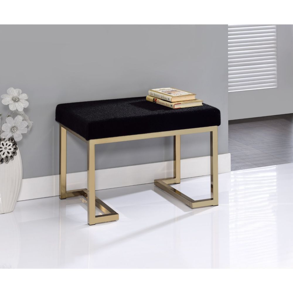 Boice - Ottoman - Black Fabric & Champagne, black, view 3