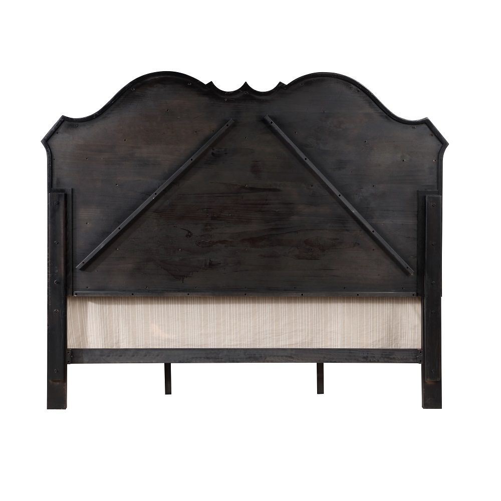 Chelmsford - Queen Bed - Beige Fabric & Antique Black, black, view 3