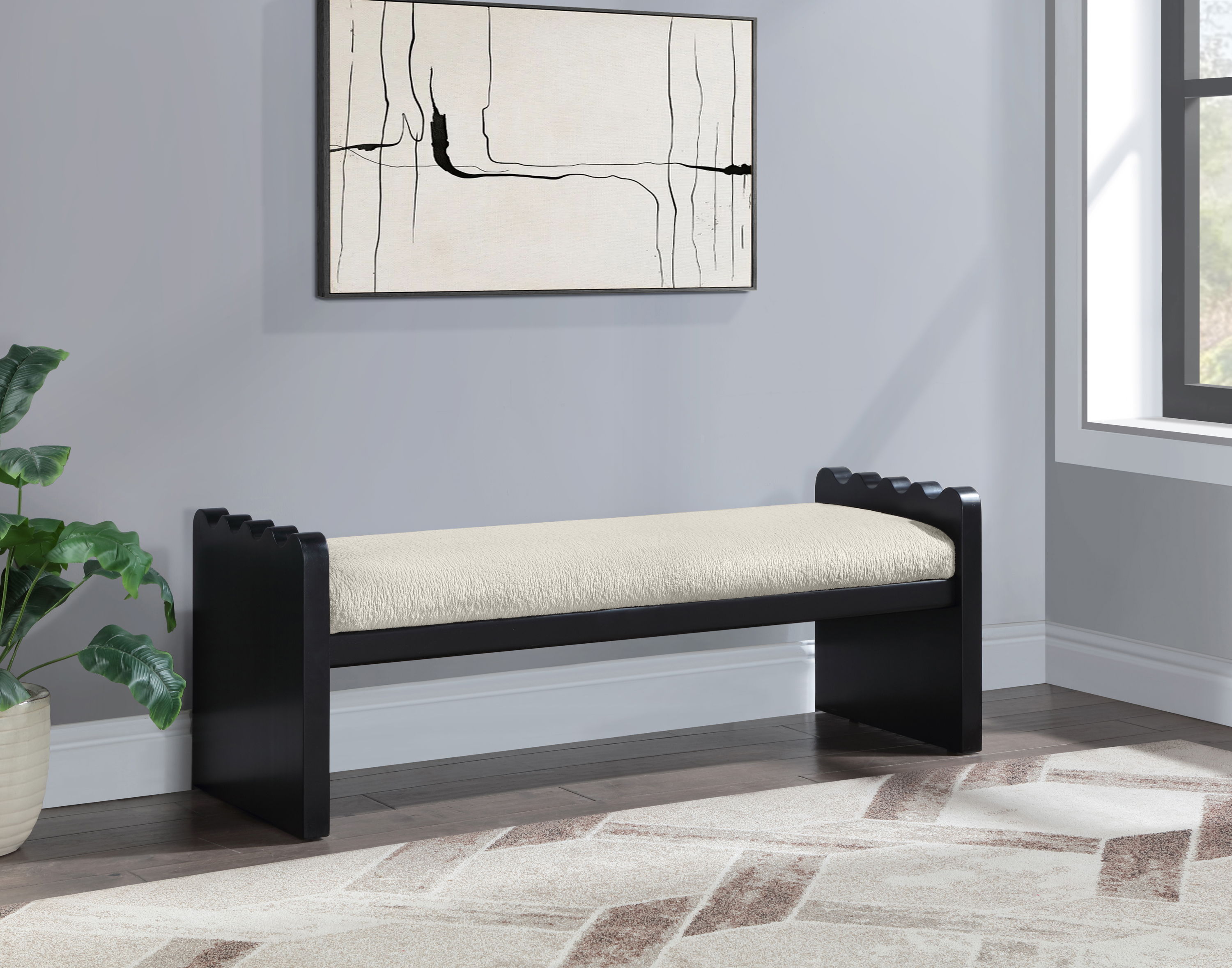 Sonia - Bench With Black Base - Cream