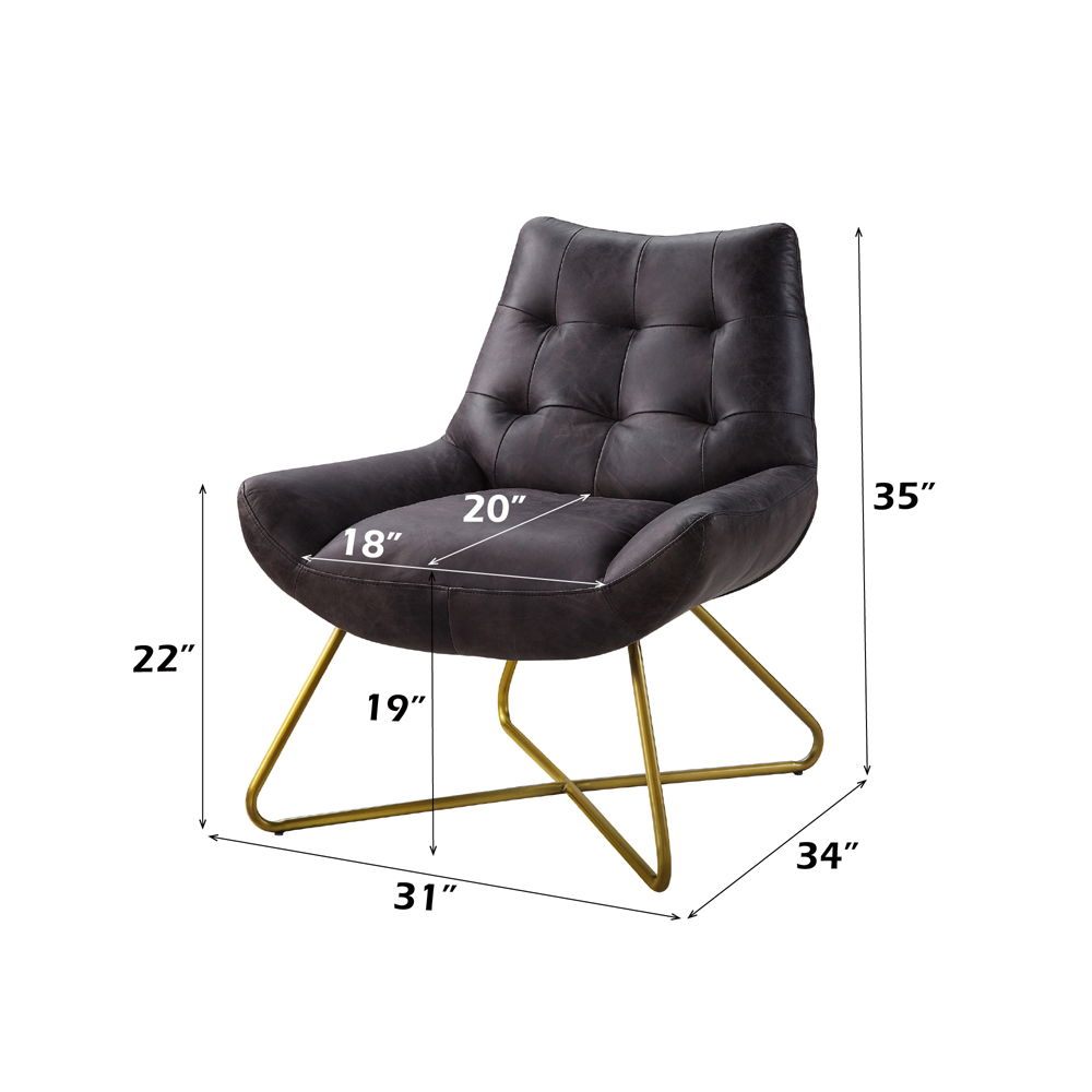Dhalsim - Accent Chair - Antique Ebony Top Grain Leather, black, view 7