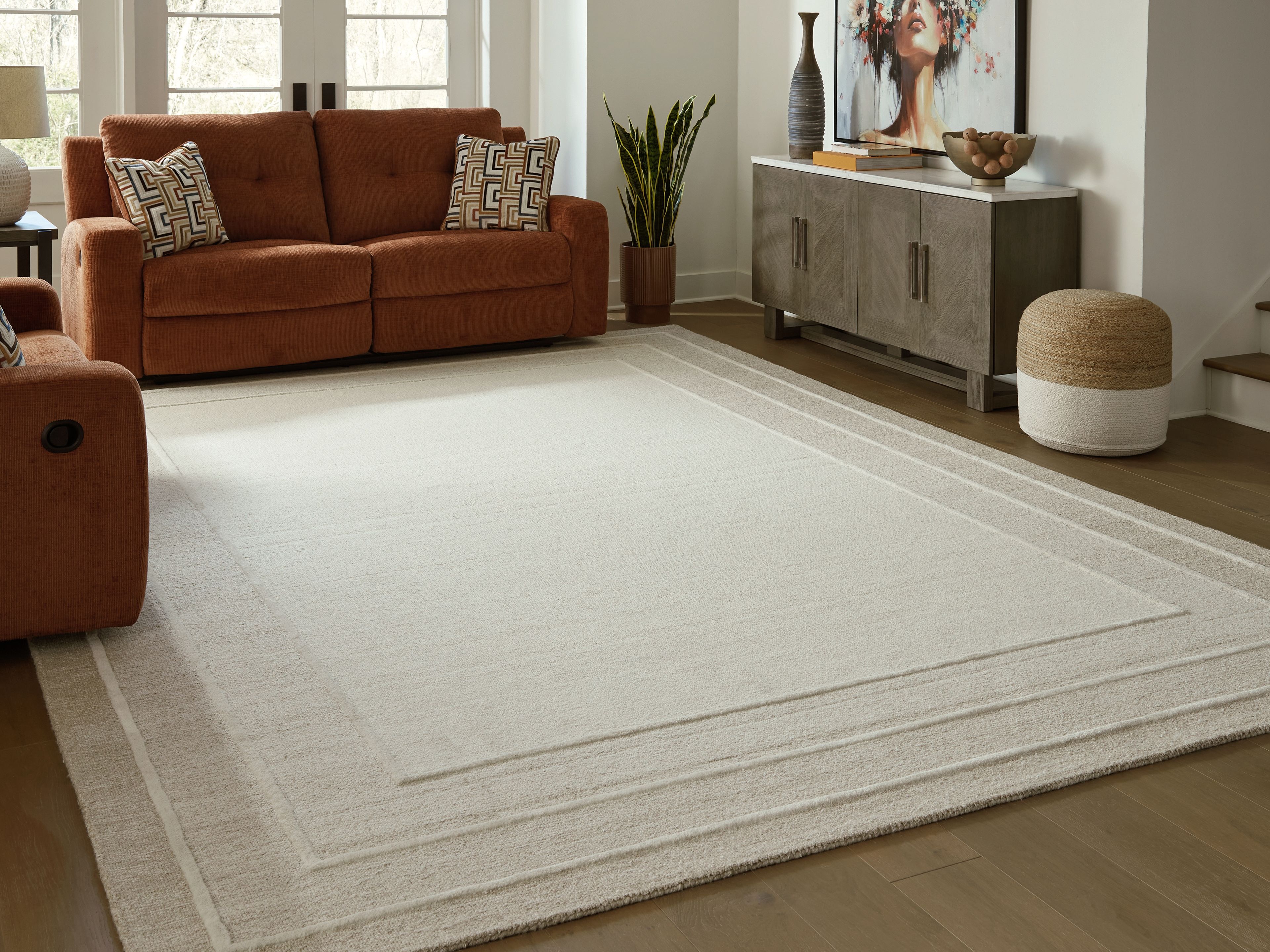 TeeLGan - 10' x 14' Rug - Ivory / Tan