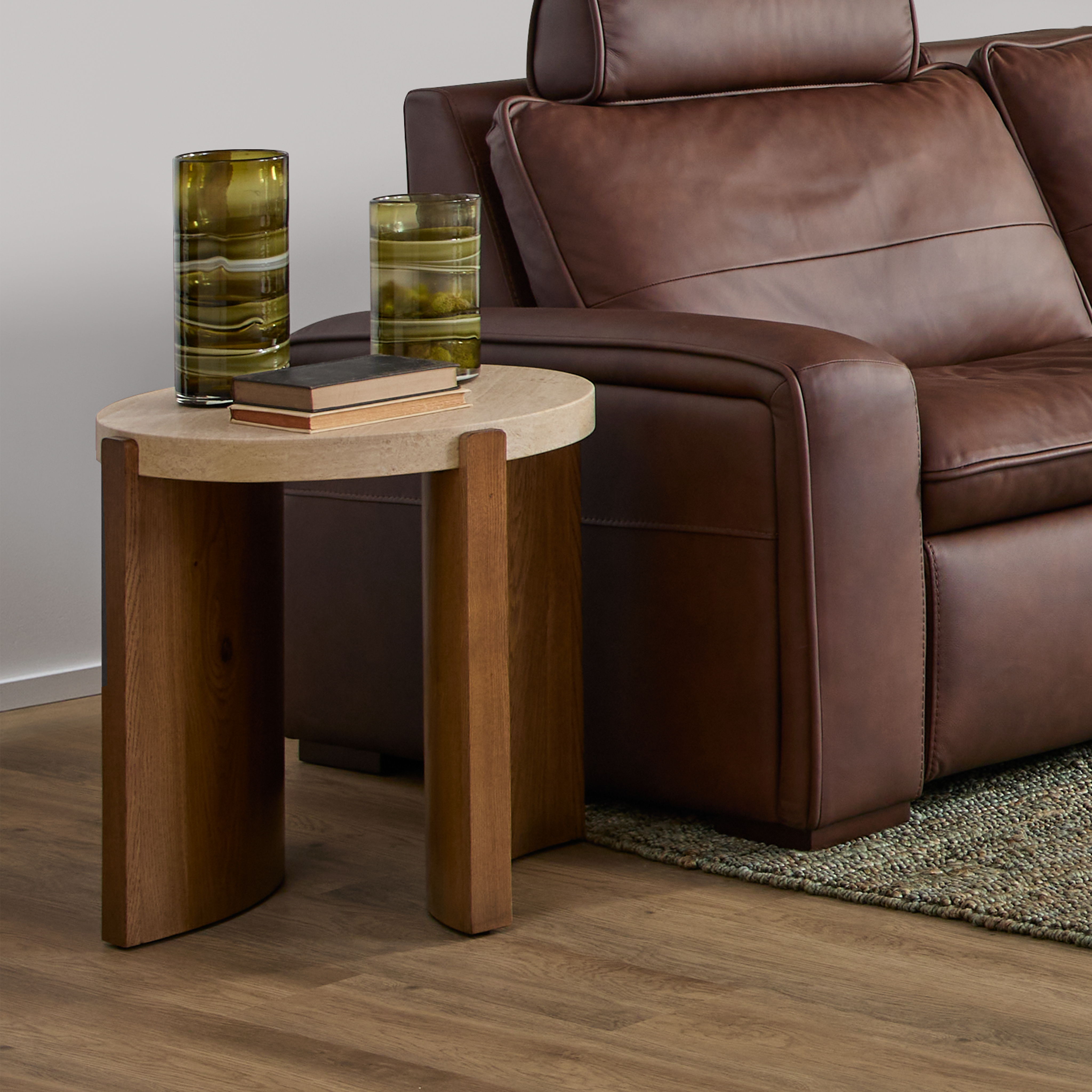 Eclipse - Round End Table - Light Brown / Beige, light brown