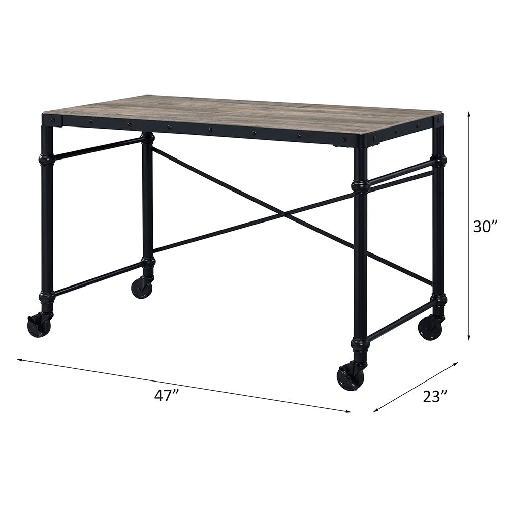 Oklarth - Writing Desk - Rustic Oak & Black, black, view 5