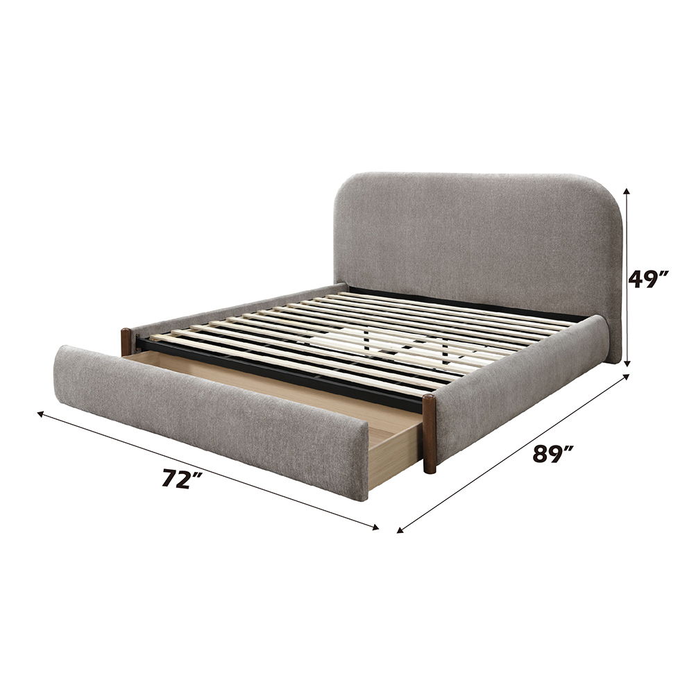 Ollya - Queen Bed With Storage - Gray Fabric, gray, view 6