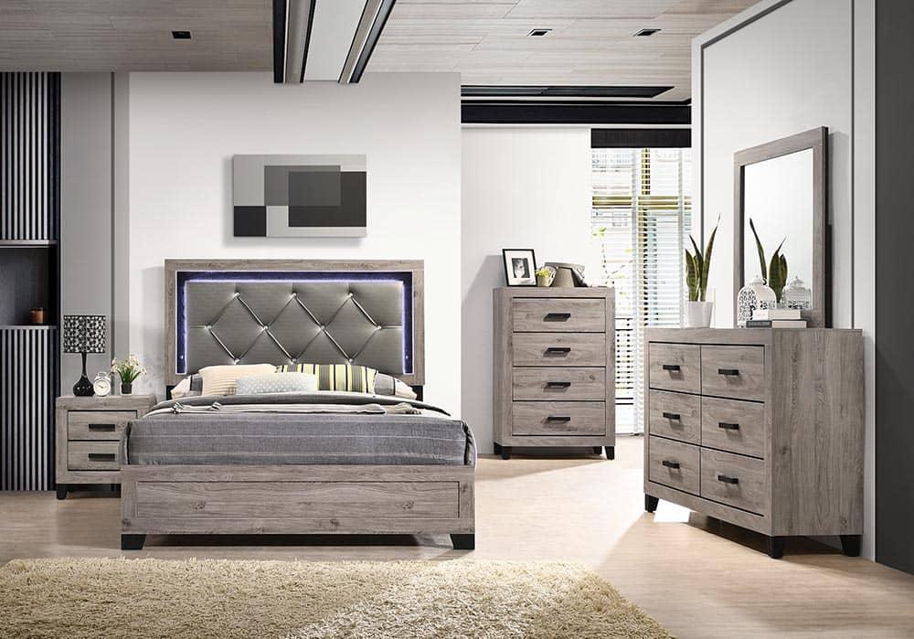 B377 - 3 Piece Bedroom Set (Twin Bed, Dresser, Mirror) - Gray