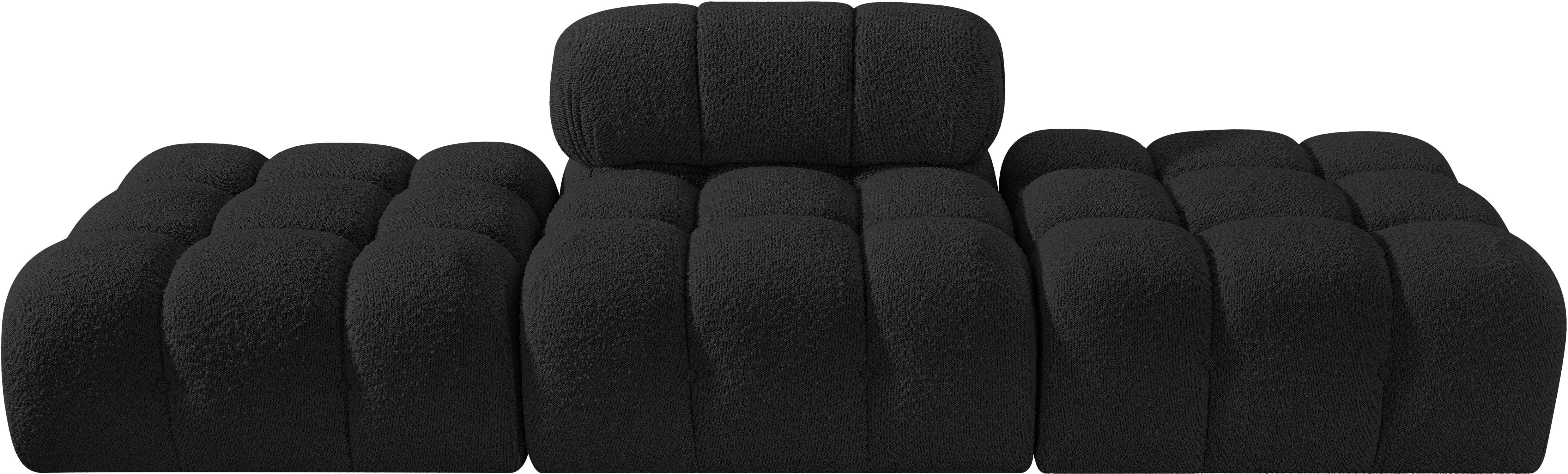 Ames - 3 Piece Boucle Fabric 102" Upholstered Modular Sofa - Black