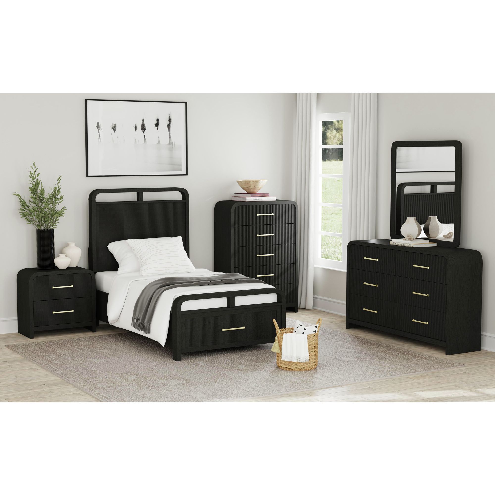 Ridgemont - 6-Drawer Dresser - Black With Grain