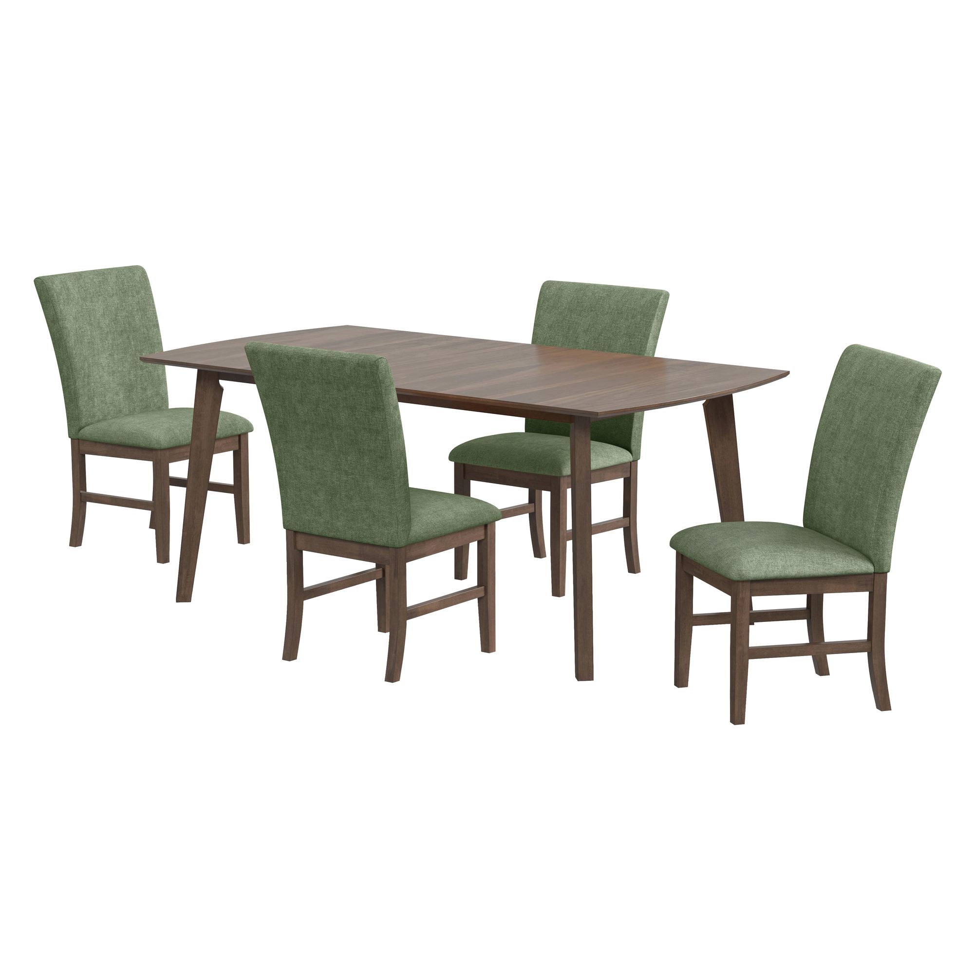 Santa Barbara - 5 Piece Standard Height Dining Set (Rectangular Table And Four Fabric Chairs) - Walnut / Avocado
