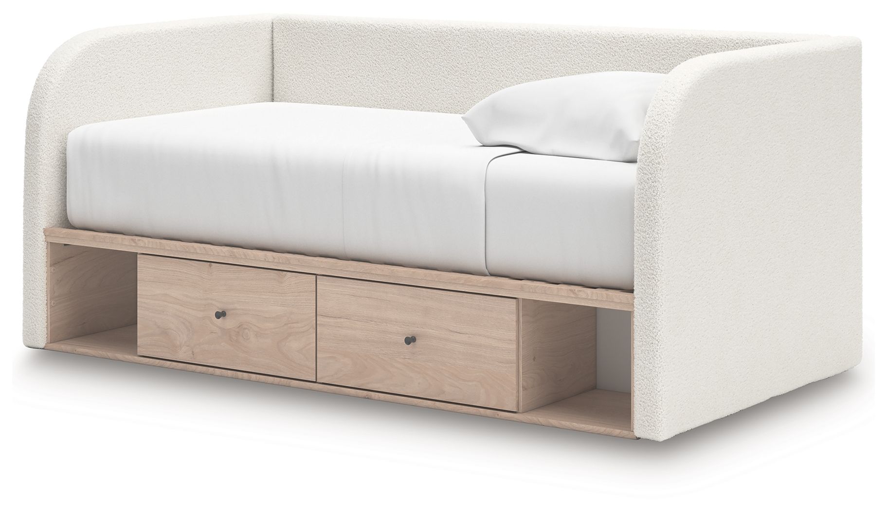 Ashley Furniture Arloster - Full Upholstered Day Bed With Storage - Tan / White - Image 3