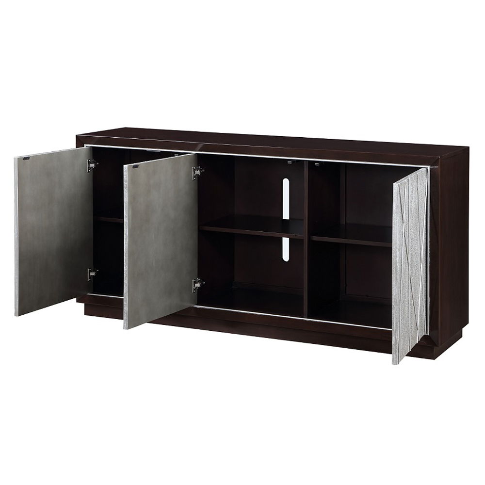 Geranio - Console Cabinet - Metallic Silver & Walnut, silver, view 5