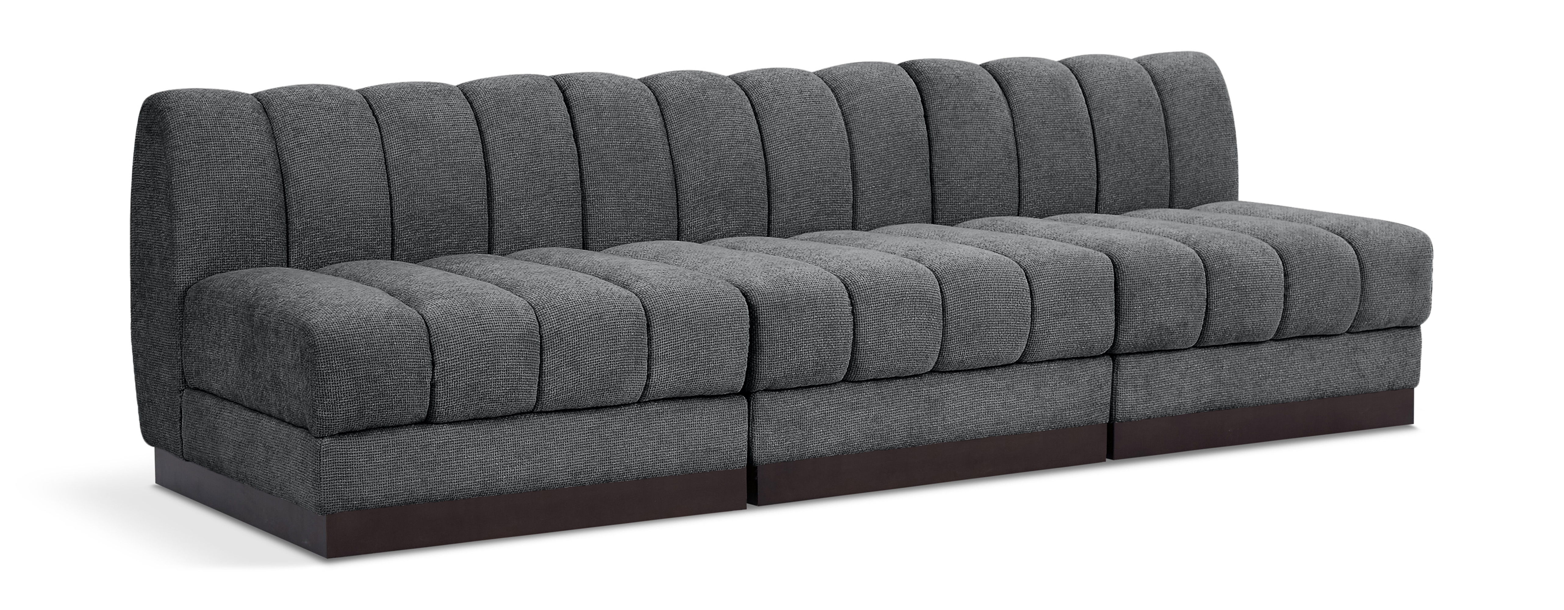 Quinn - 3 Seat Modular Armless Sofa - Gray