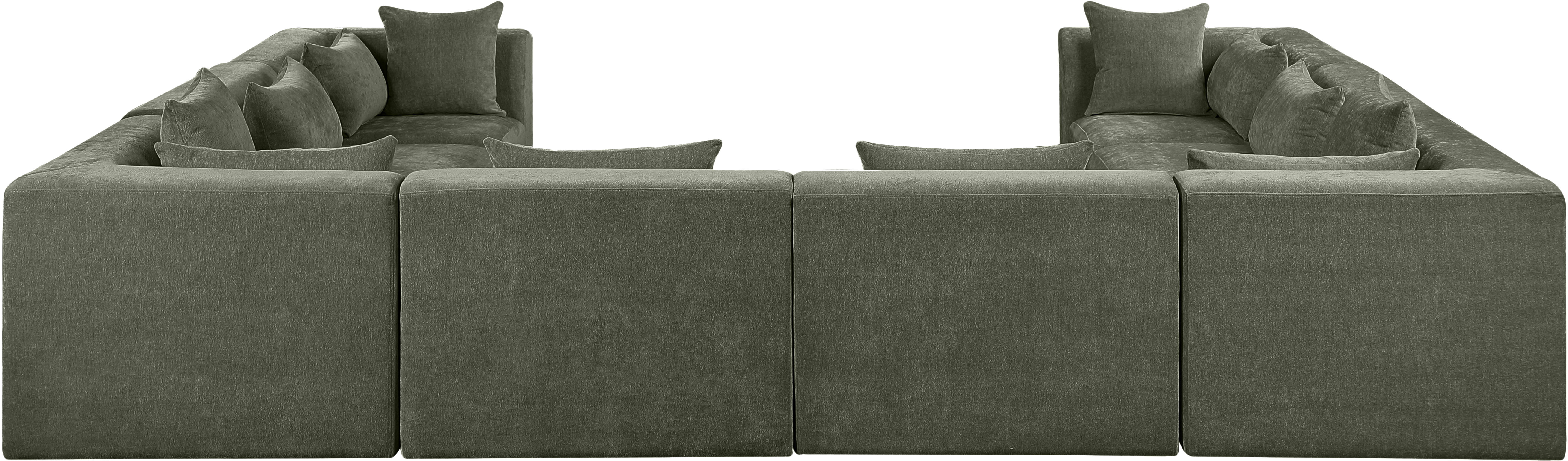 Stellar - 8 Piece Chenille Fabric 152" Upholstered Modular Sectional - Green
