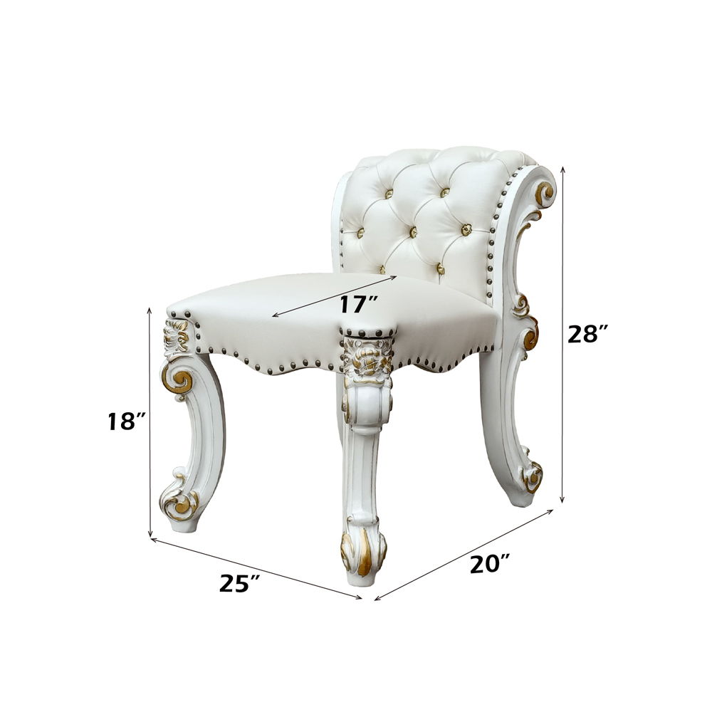 Vendome - Vanity Stool - Beige Synthetic Leather & Antique Pearl, white, view 5