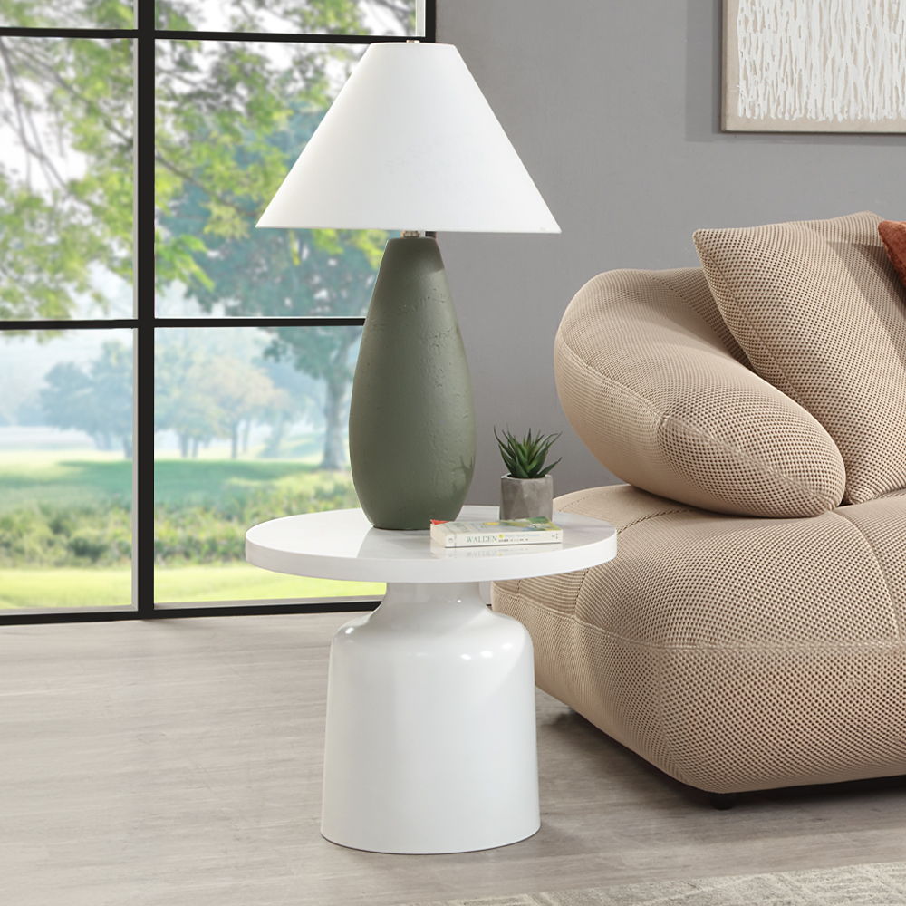 Zaid - End Table - Engineering Marble & White High Gloss, white, view 6