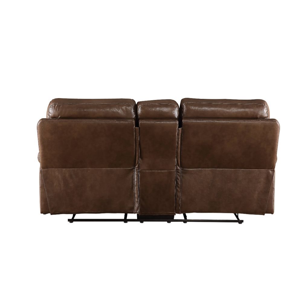 Aashi - Motion Loveseat With Console - Brown Leather-Gel Match, dark brown, view 3